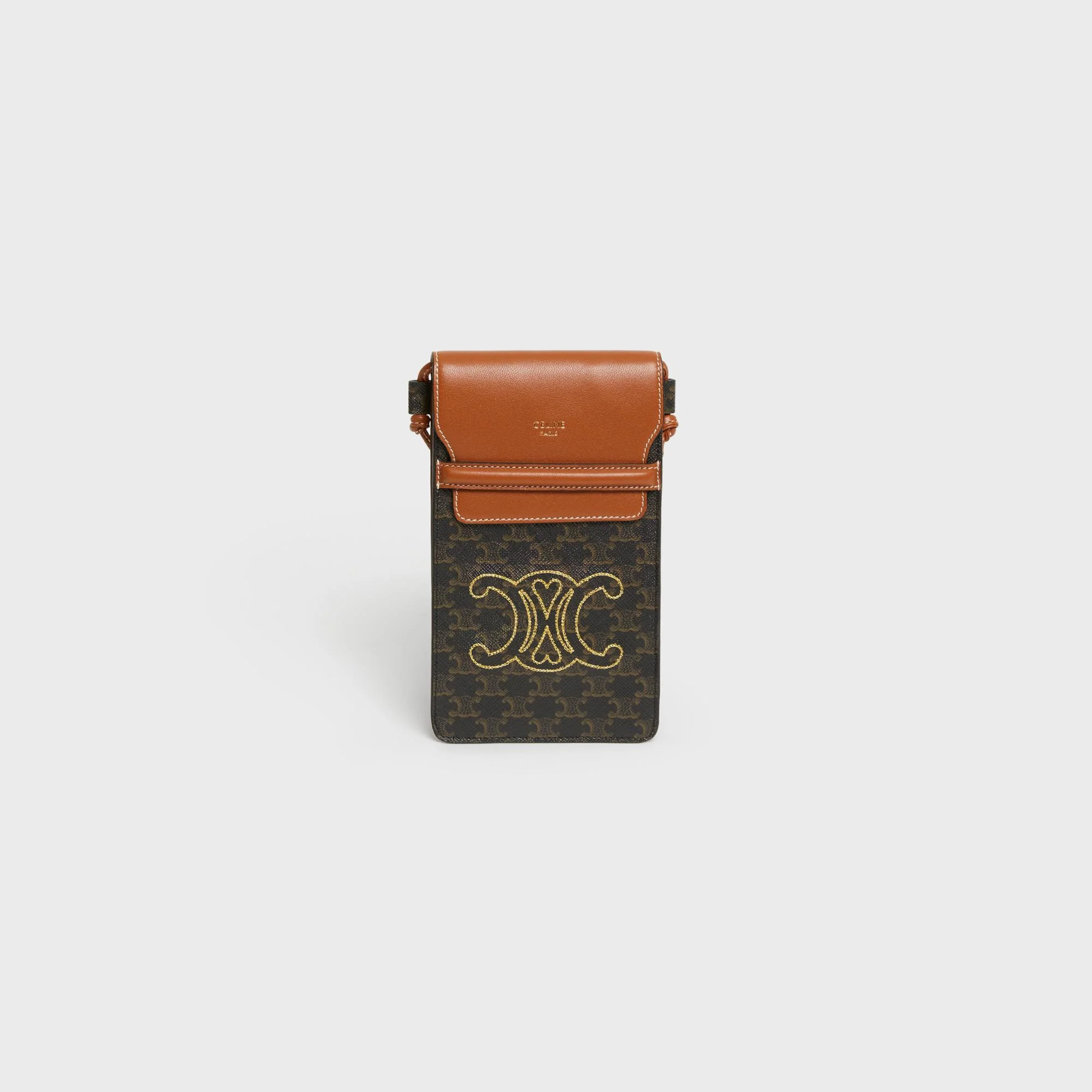 Phone Pouch With Flap - Tan