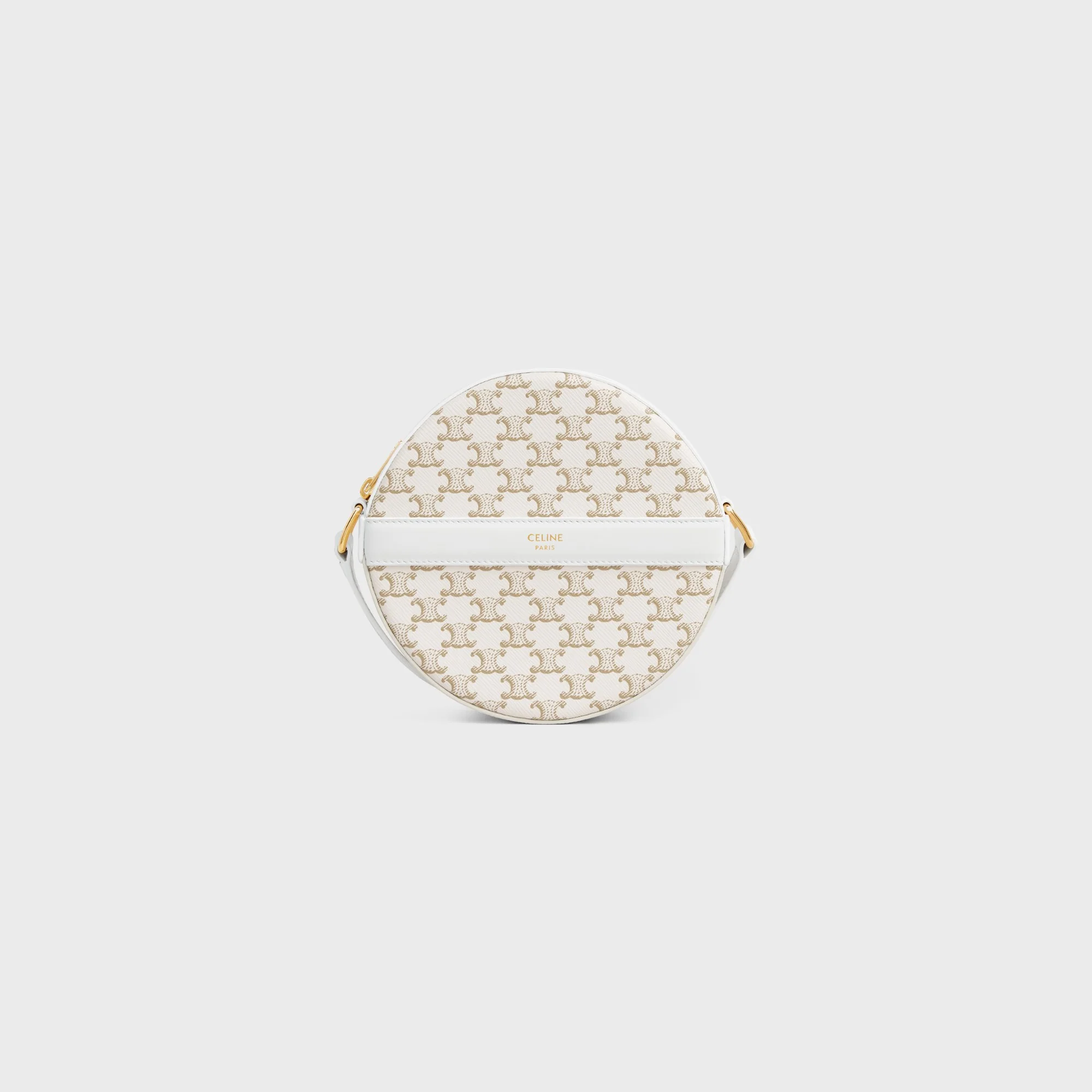 Round Purse On Strap - White/White