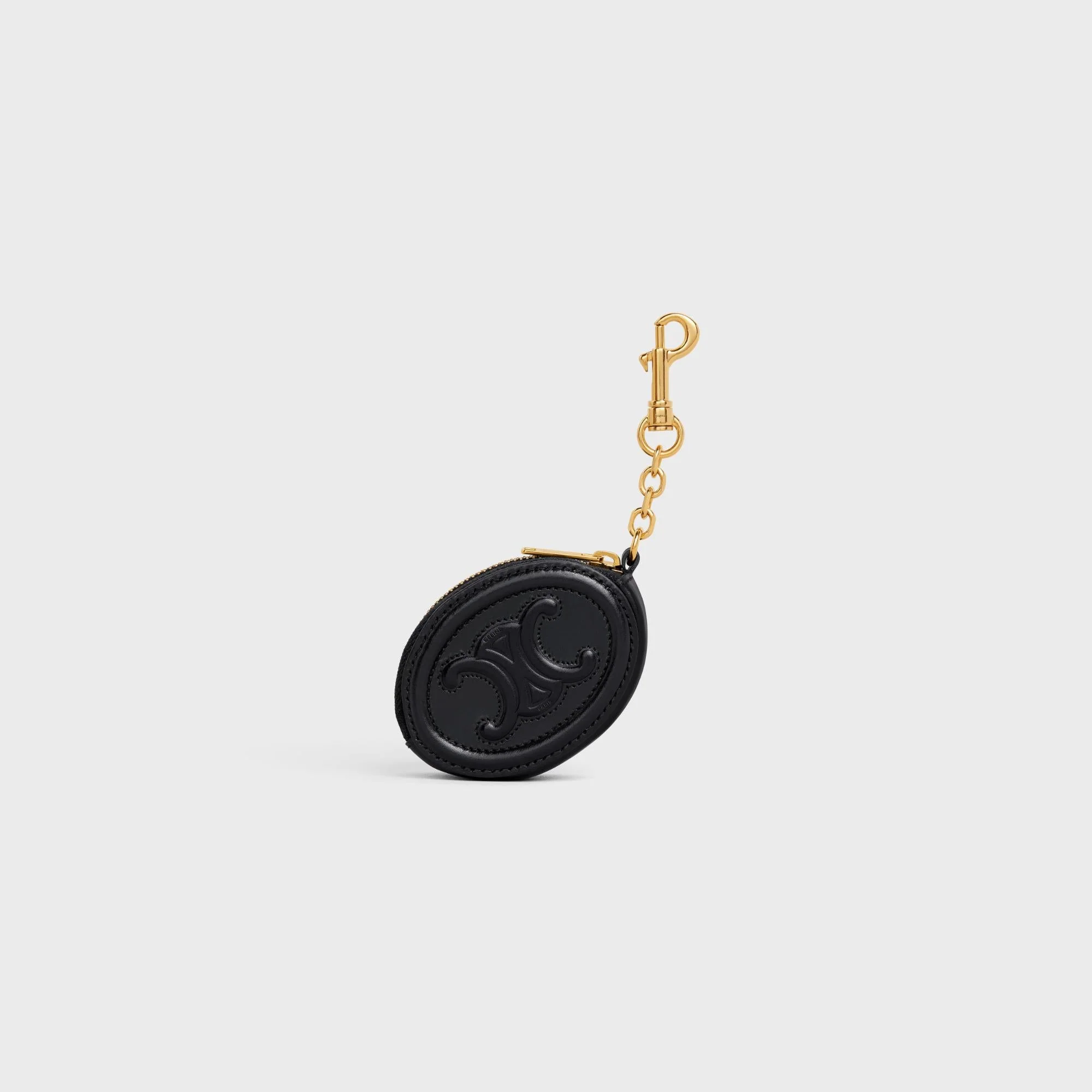 Triomphe Slg Leather Purse With Hook - Black