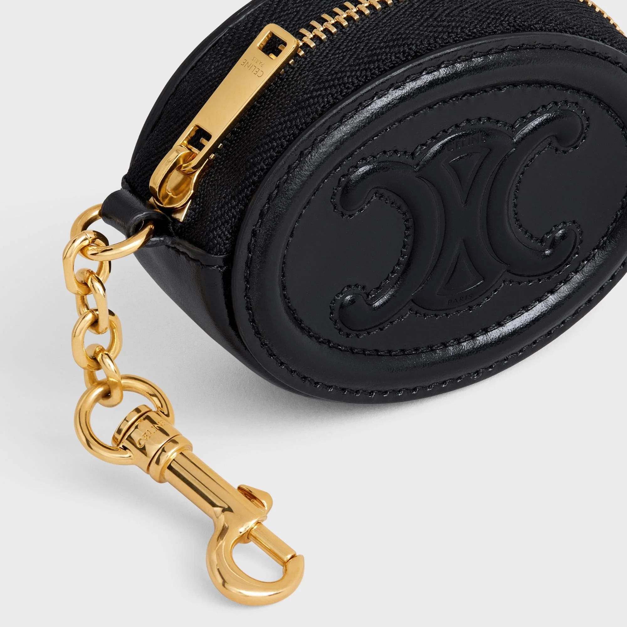 Triomphe Slg Leather Purse With Hook - Black - Image 3