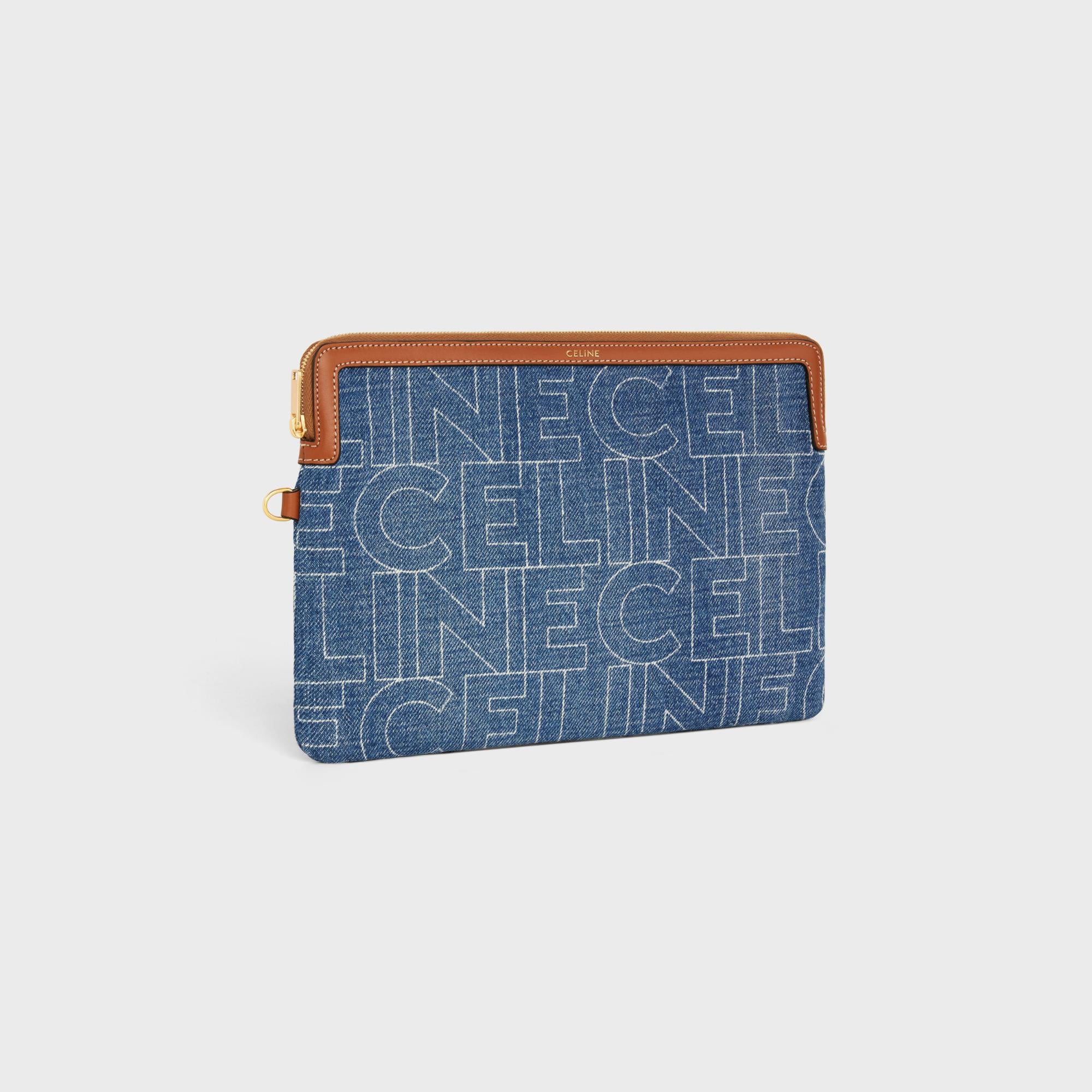 Small Pouch With Strap - Navy/Tan - Image 2