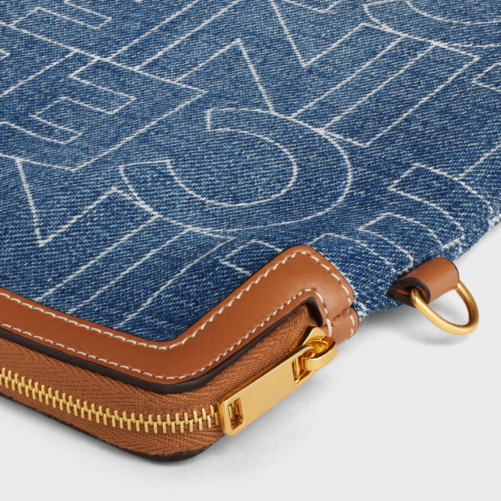 Small Pouch With Strap - Navy/Tan - Image 4
