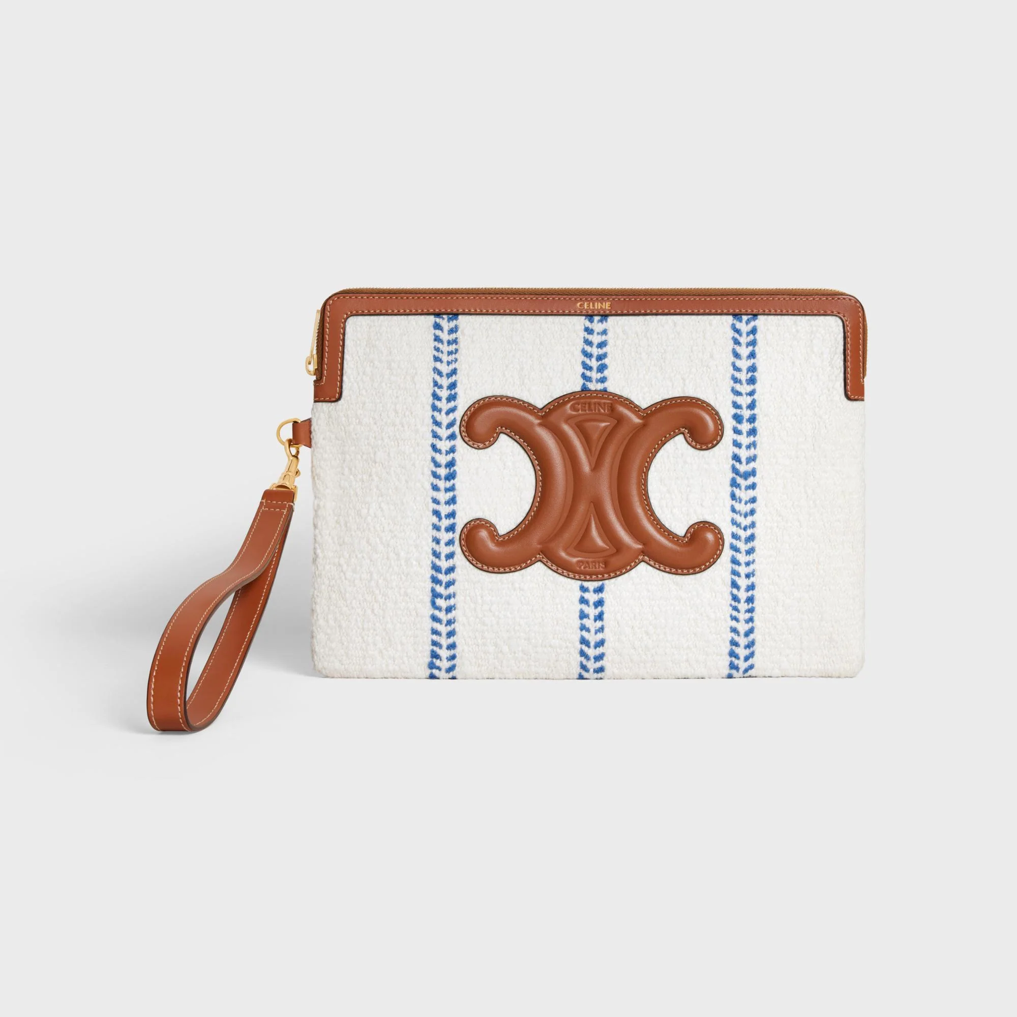 Small Pouch With Strap - White/Blue