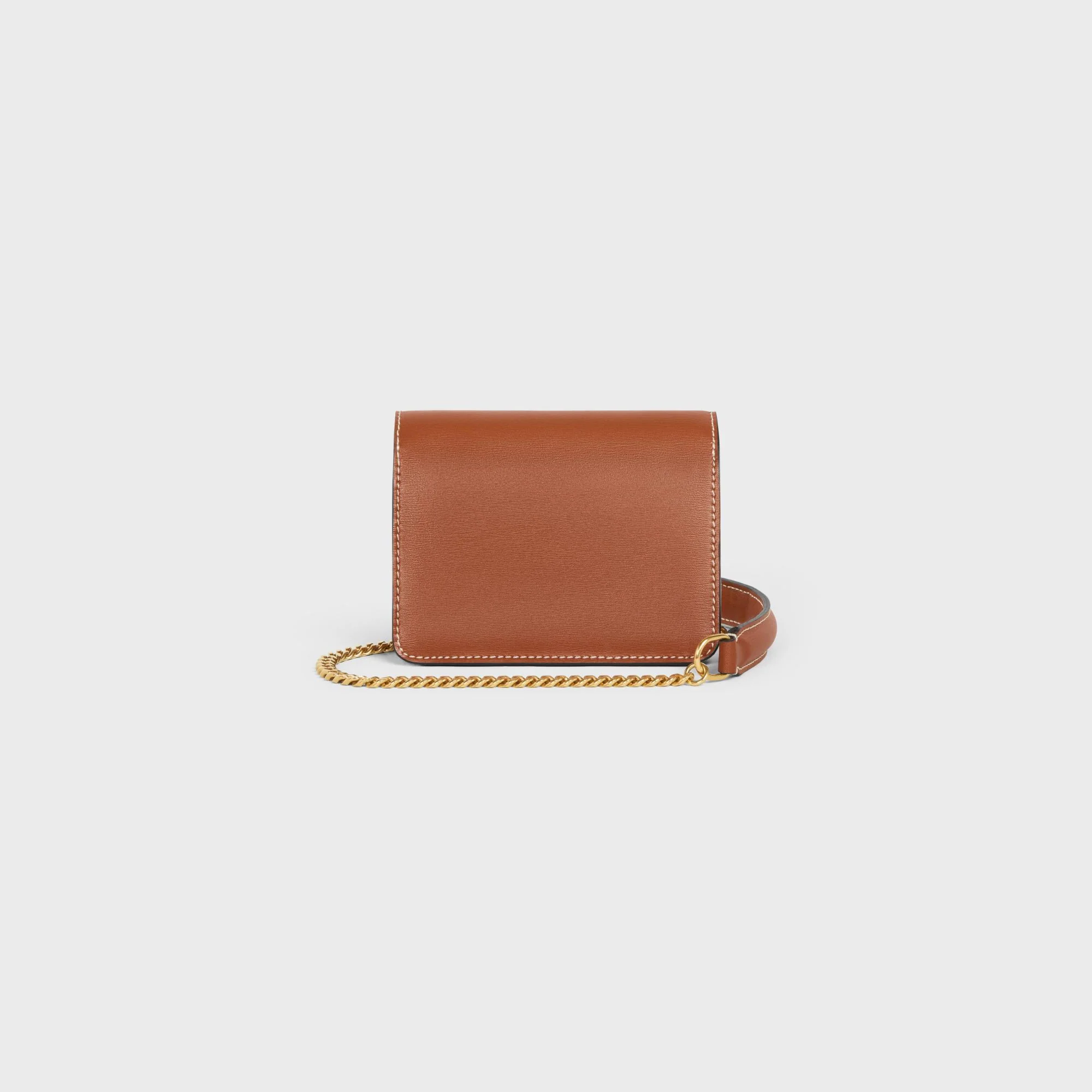 Card Holder On Chain Leather - Tan - Image 3