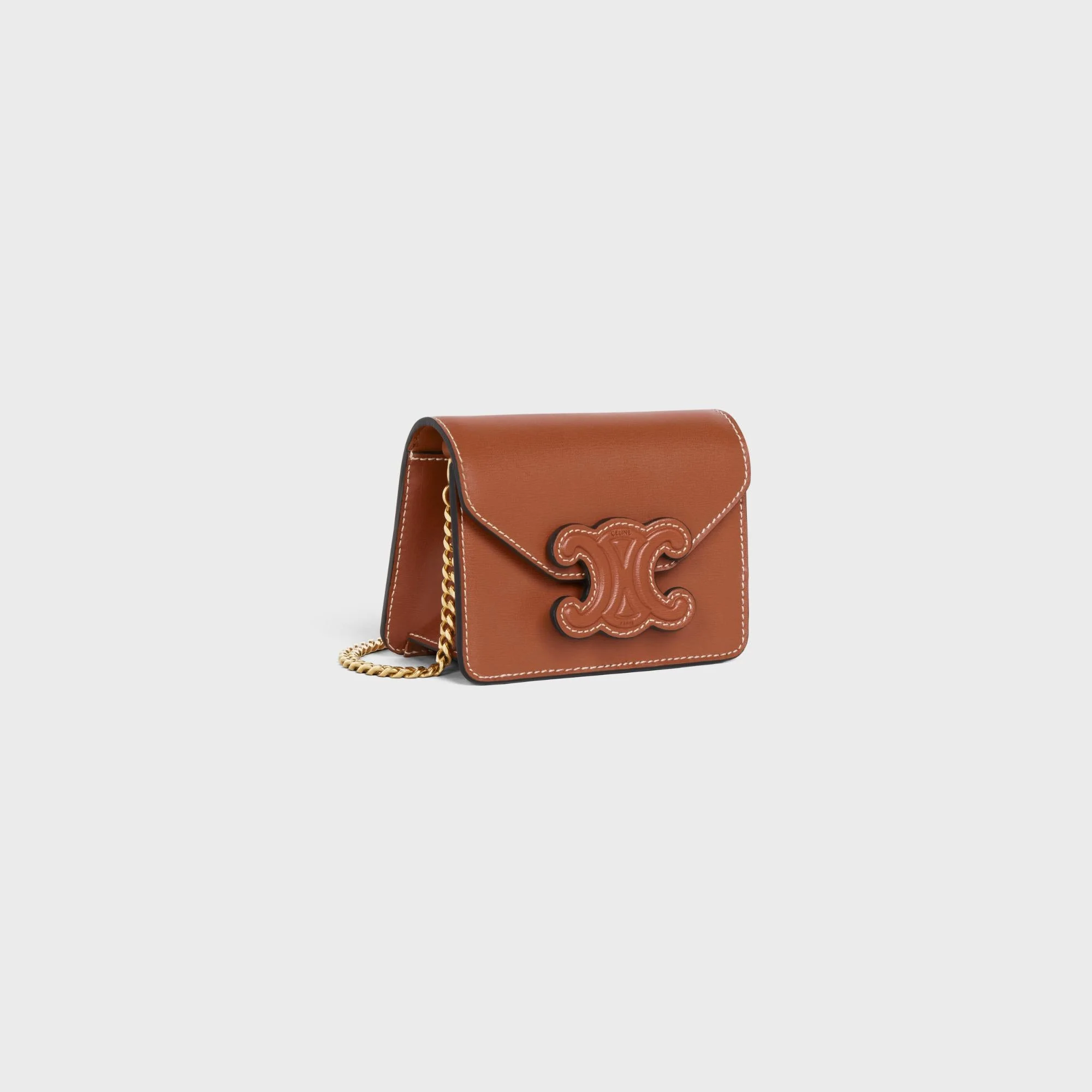 Card Holder On Chain Leather - Tan - Image 2