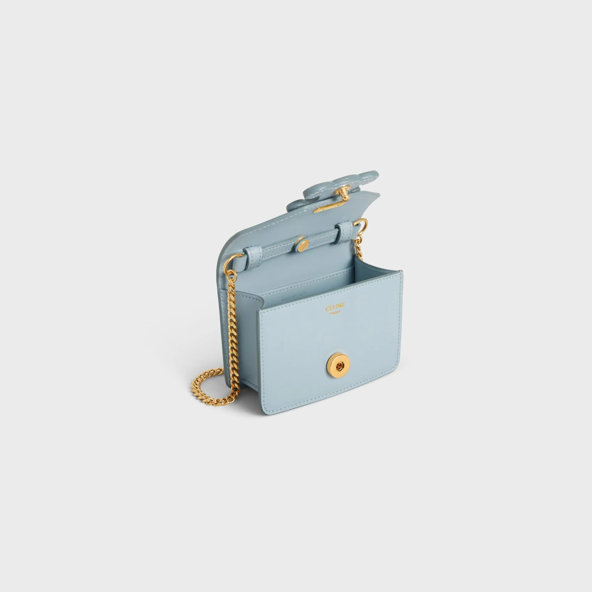 Card Holder On Chain Leather - Ice Blue - Image 7
