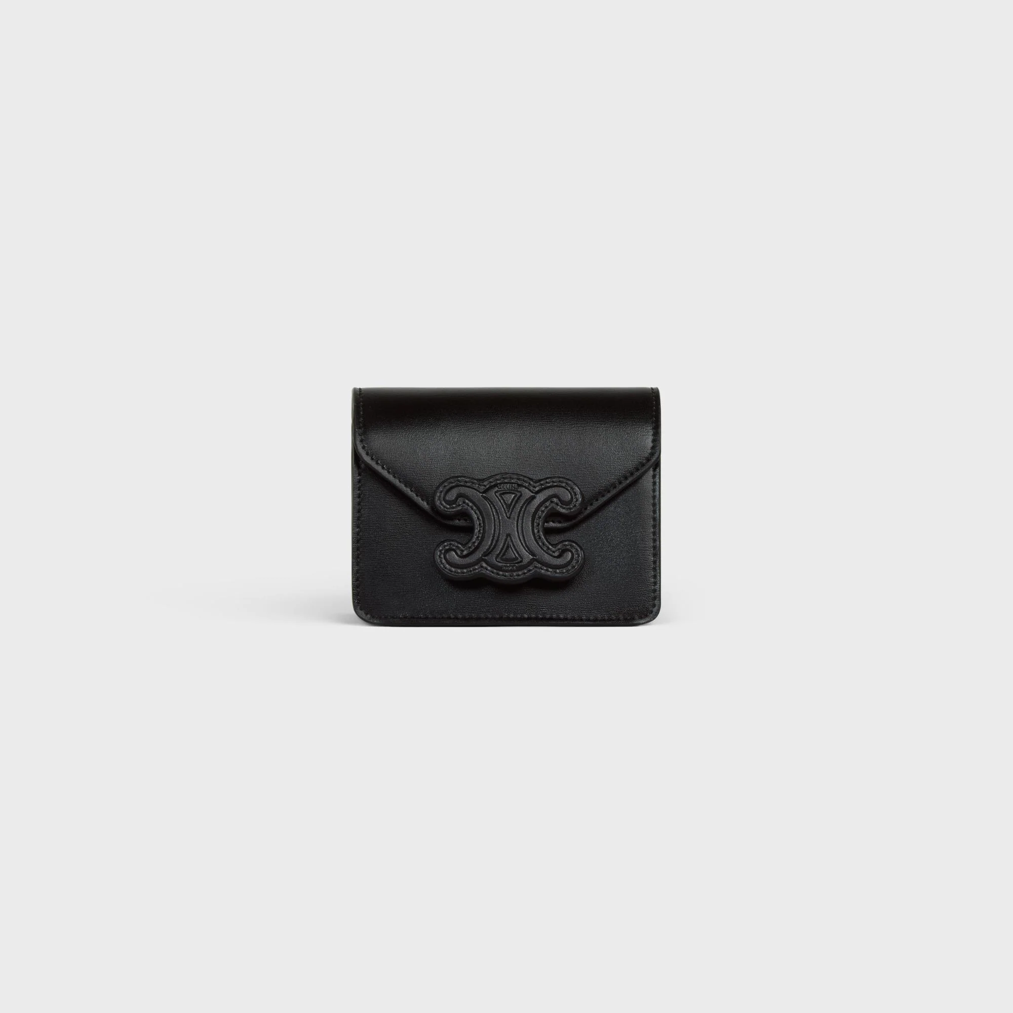 Card Holder On Chain Leather - Black