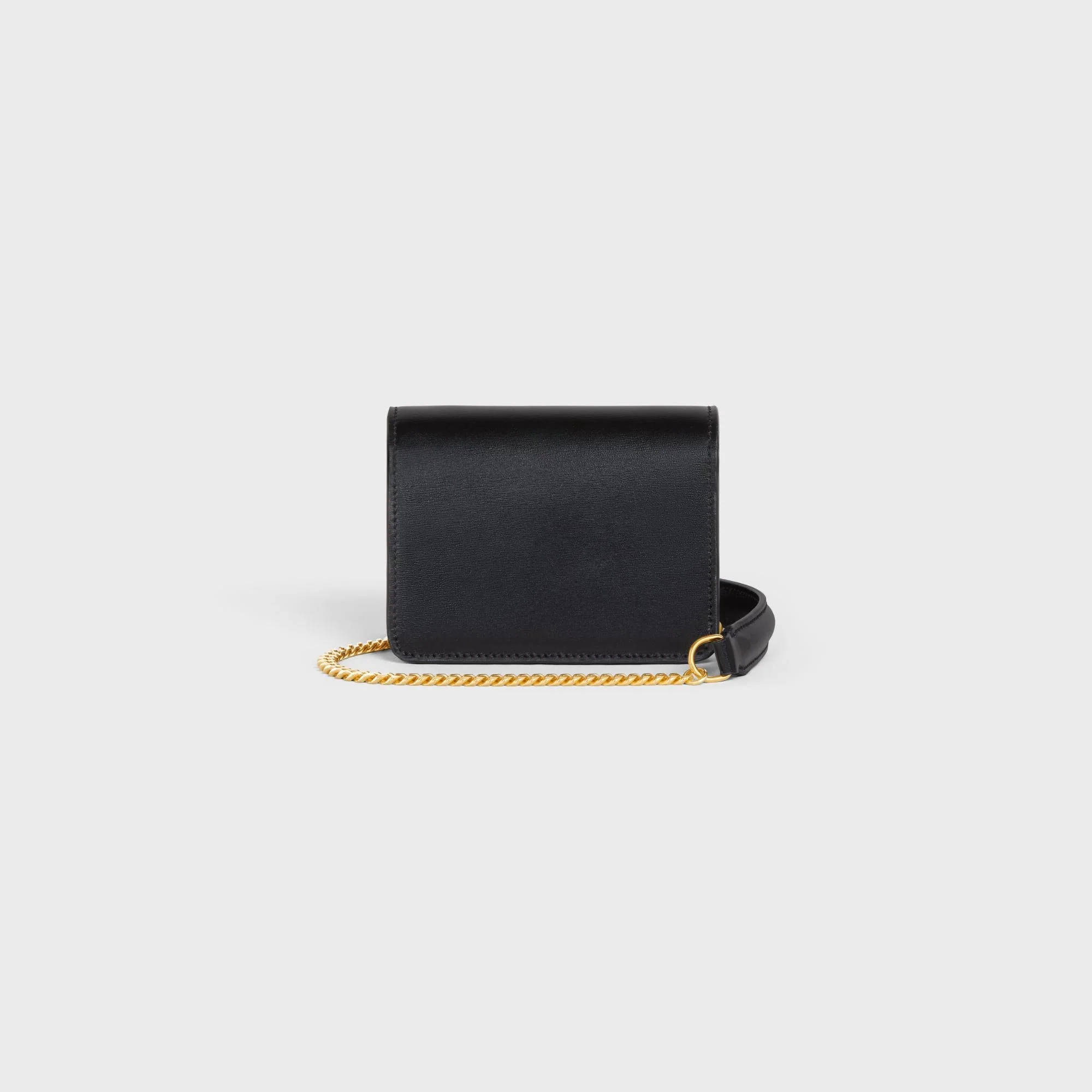 Card Holder On Chain Leather - Black - Image 3