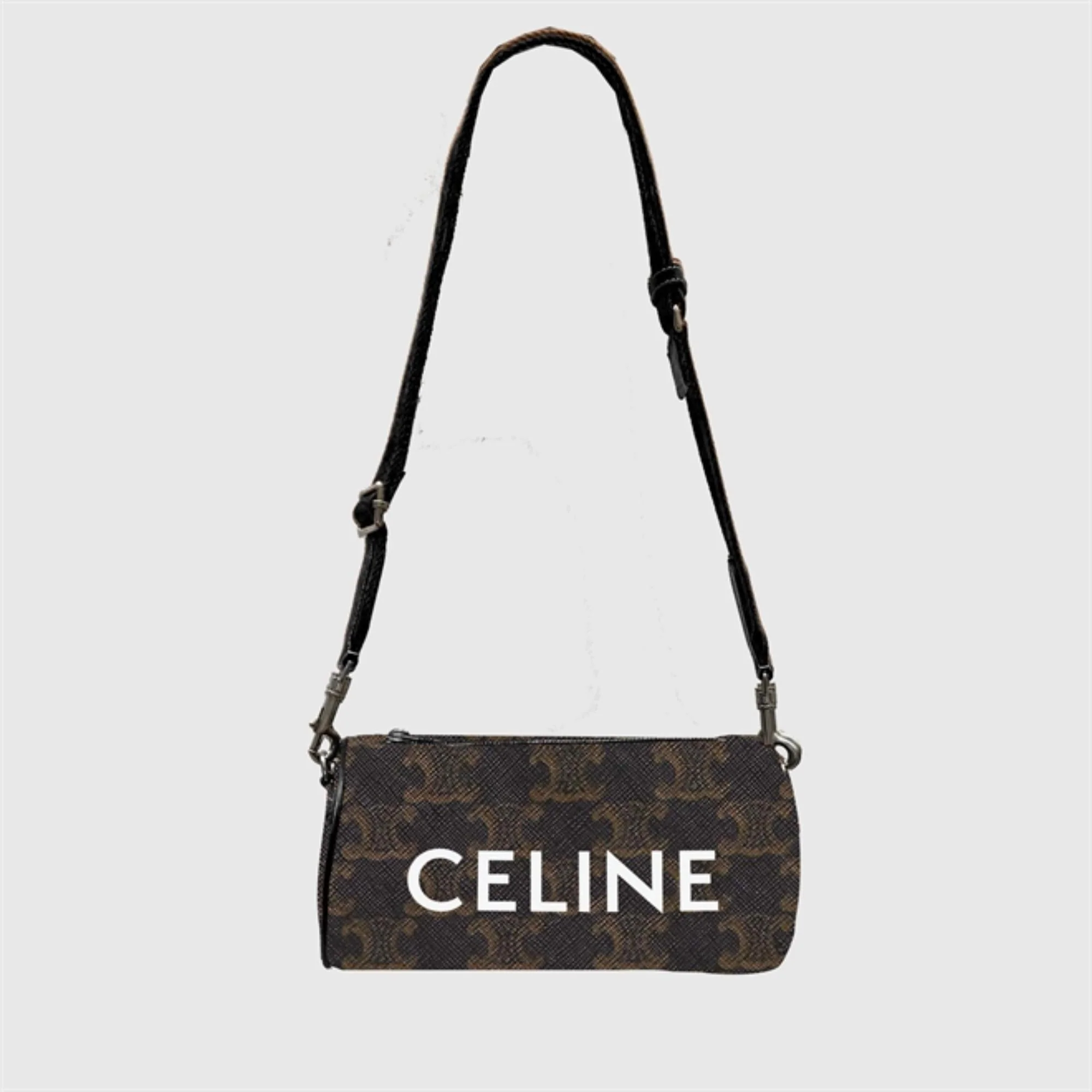 Triomphe Canvas Cylinder Bag - Black