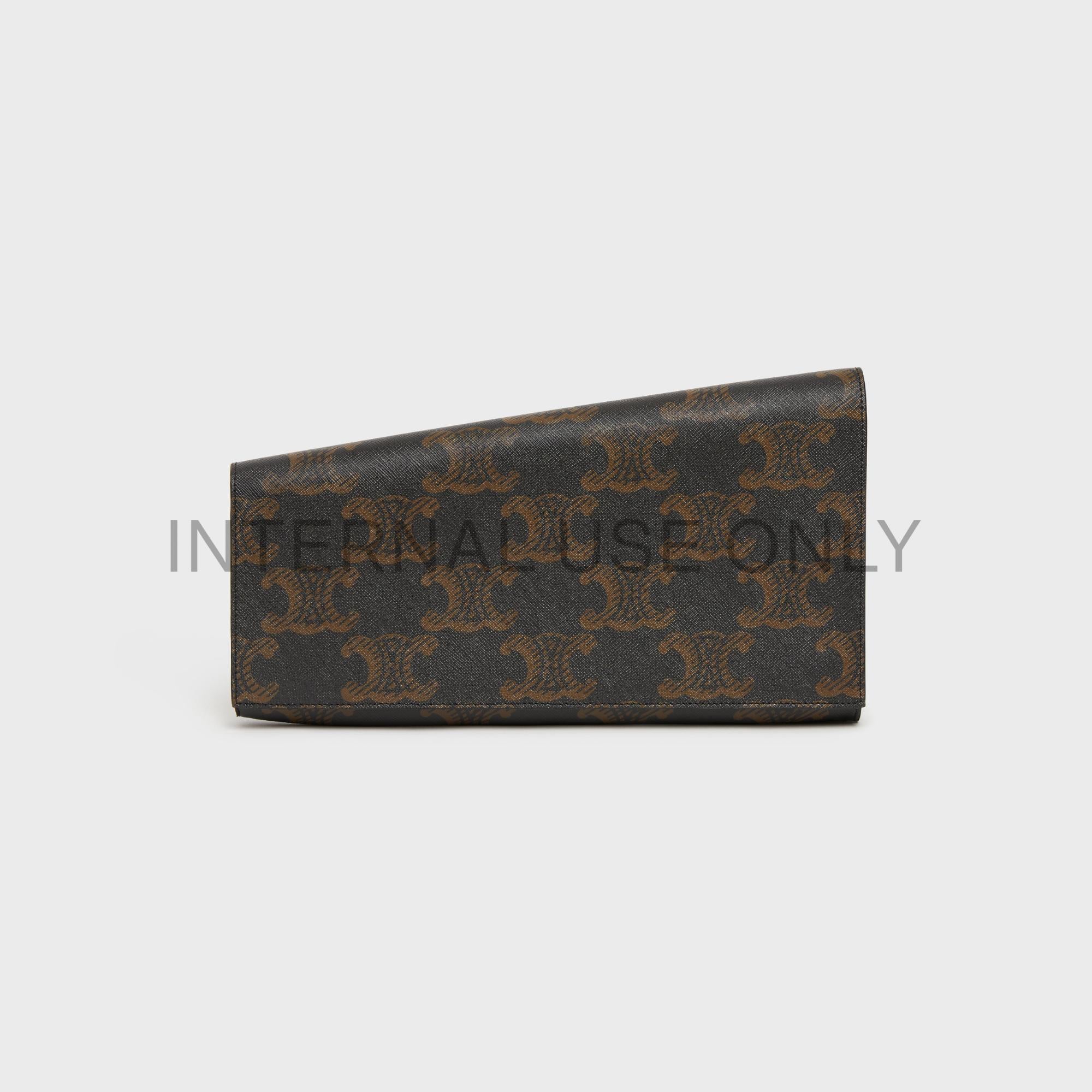 Triomphe Canvas Asymmetric Clutch - Tan