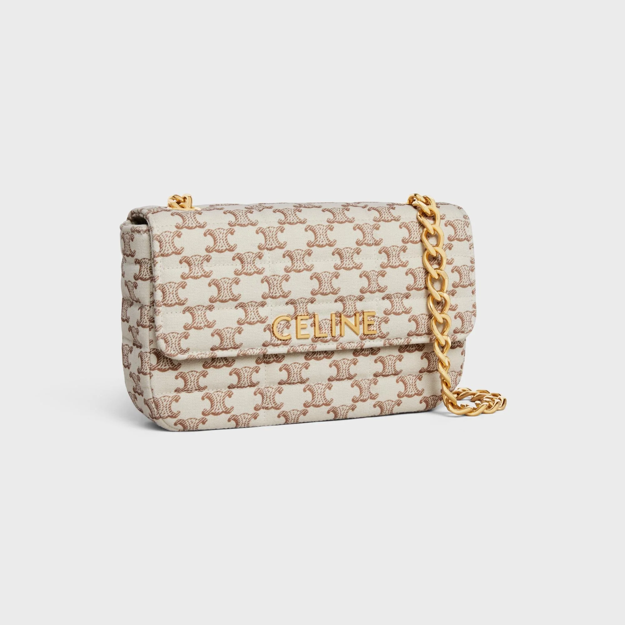 Celine Monochrome Quilted Chain Shoulder Bag - White - Image 4