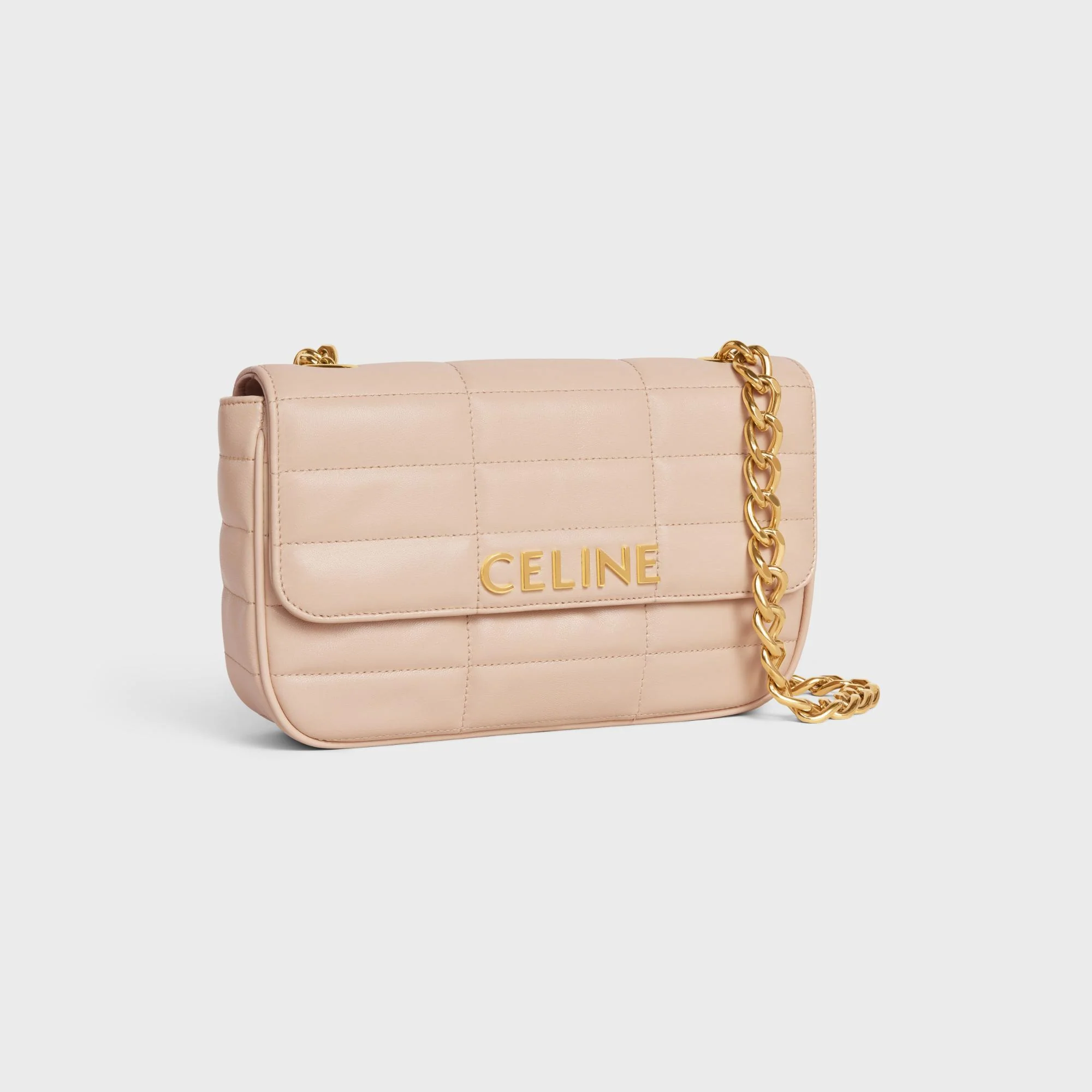 Celine Monochrome Quilted Chain Shoulder Bag - Nude - Image 2