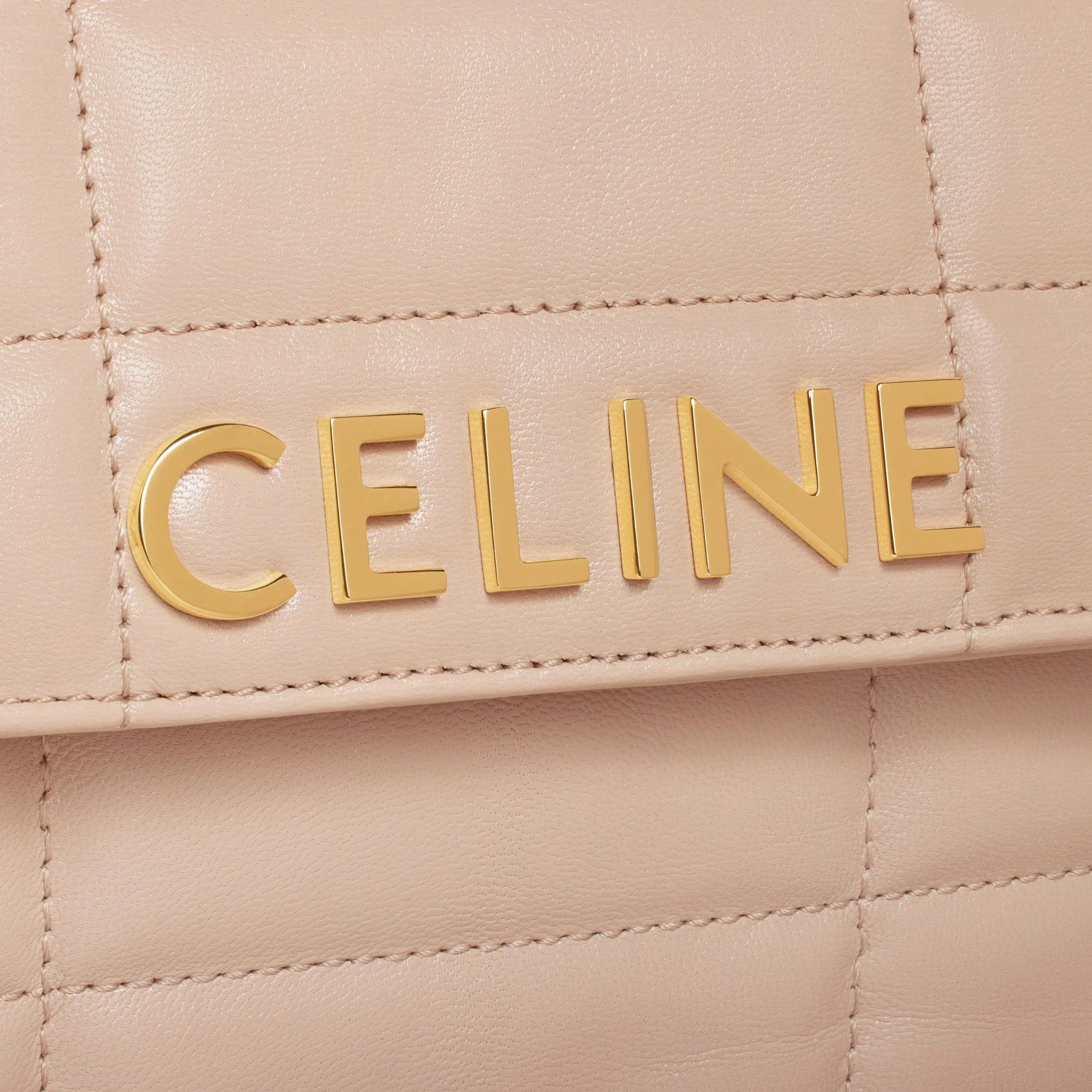 Celine Monochrome Quilted Chain Shoulder Bag - Nude - Image 4