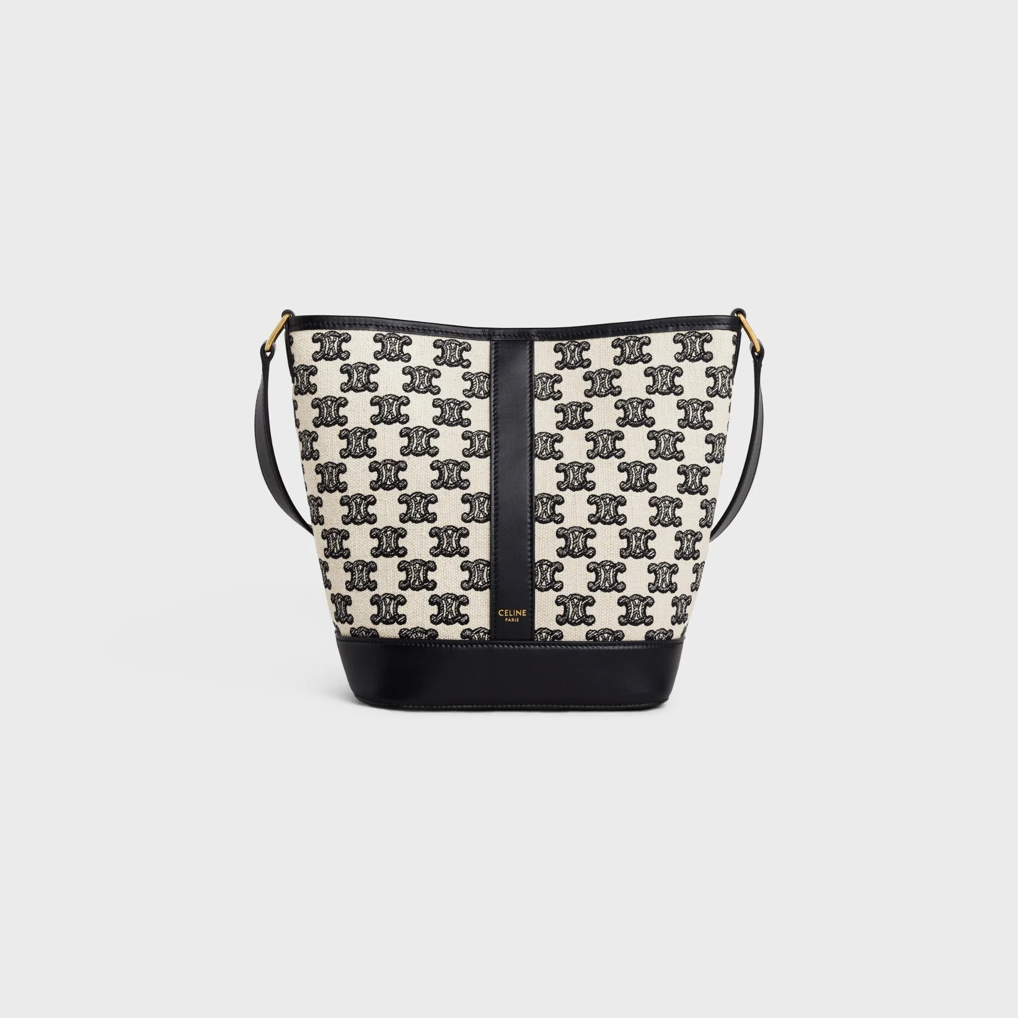 Triomphe Embroidery Small Bucket - Black