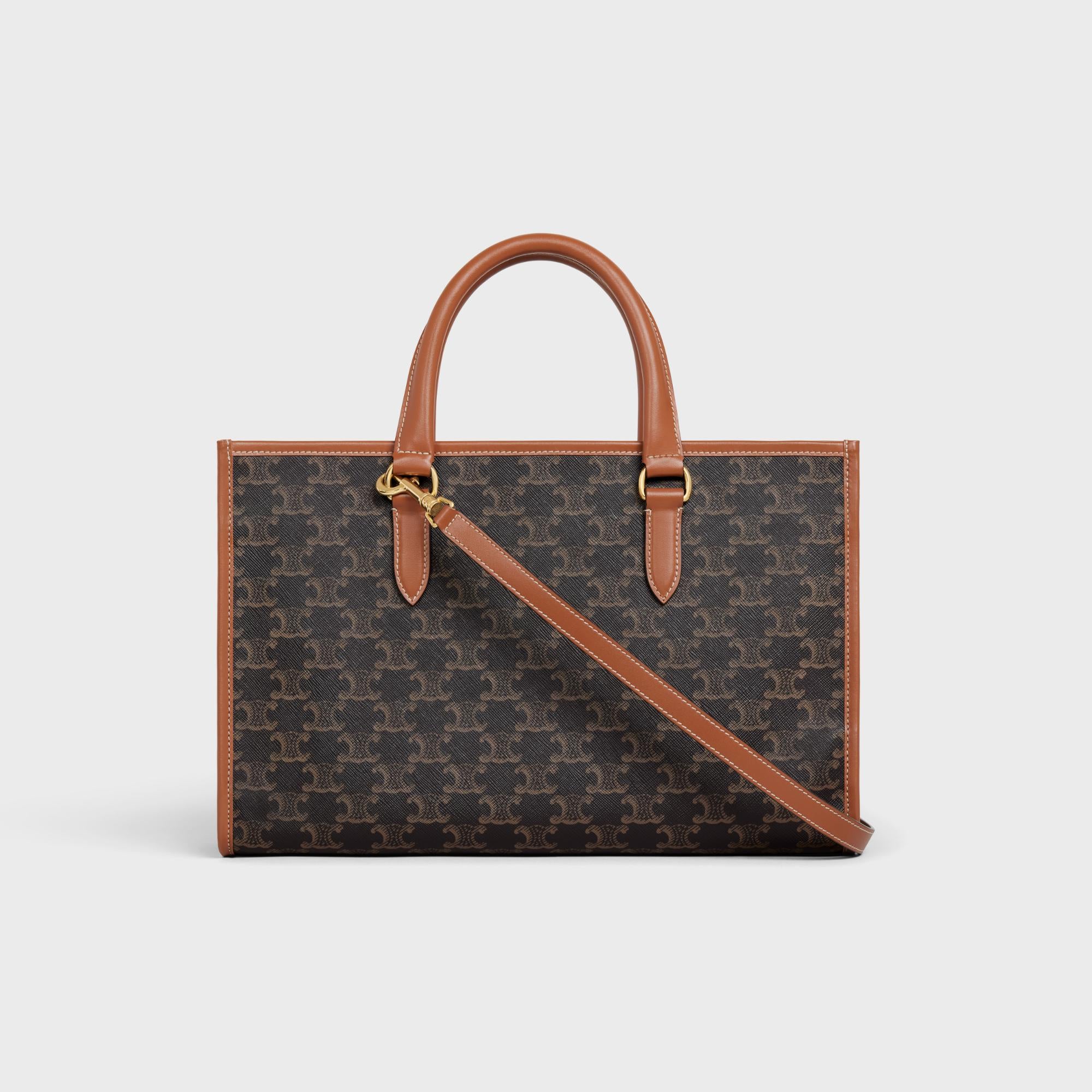Triomphe Canvas Mini Horizontal Tote - Tan - Image 3