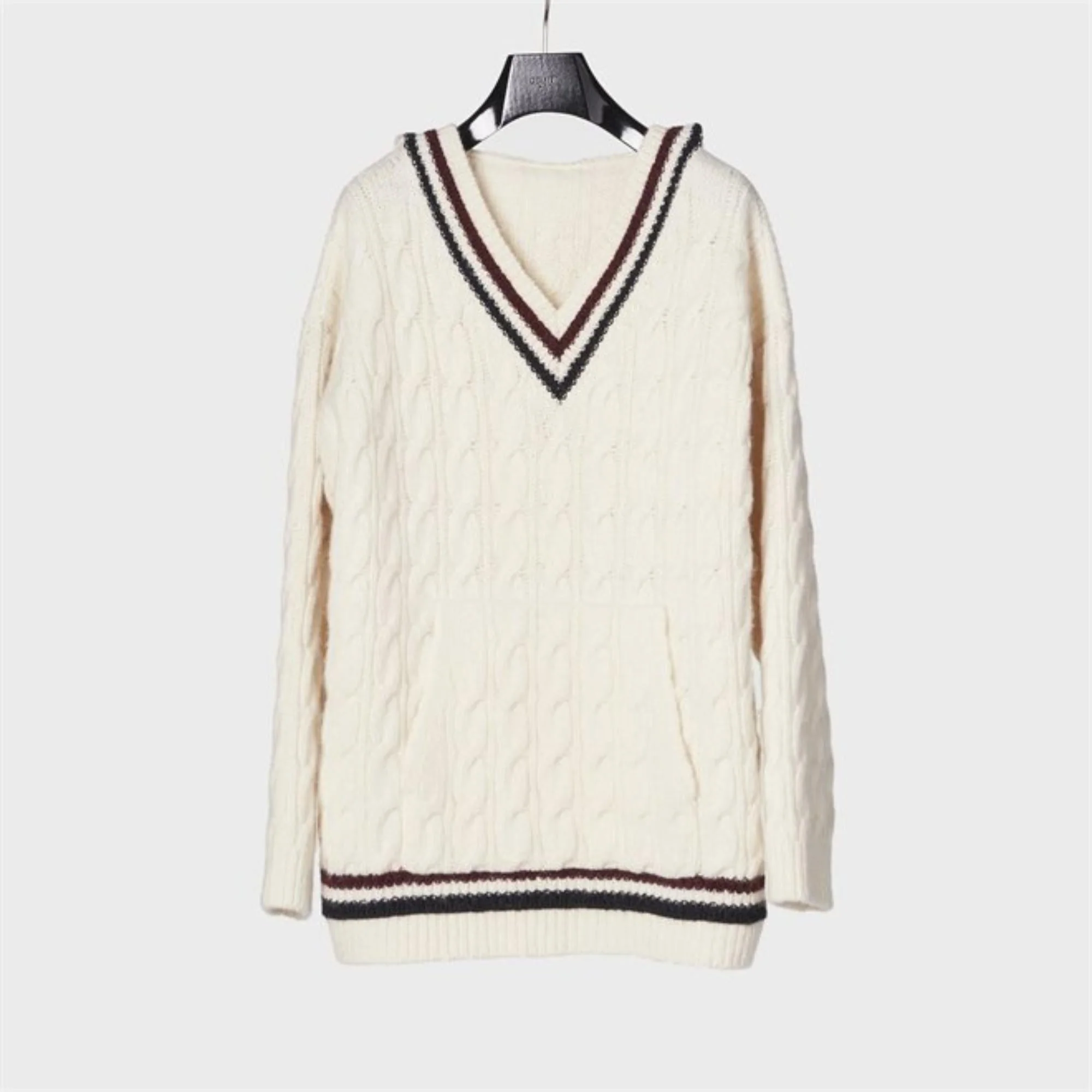 Oversized Hoodie - Off White/Navy/Burgundy