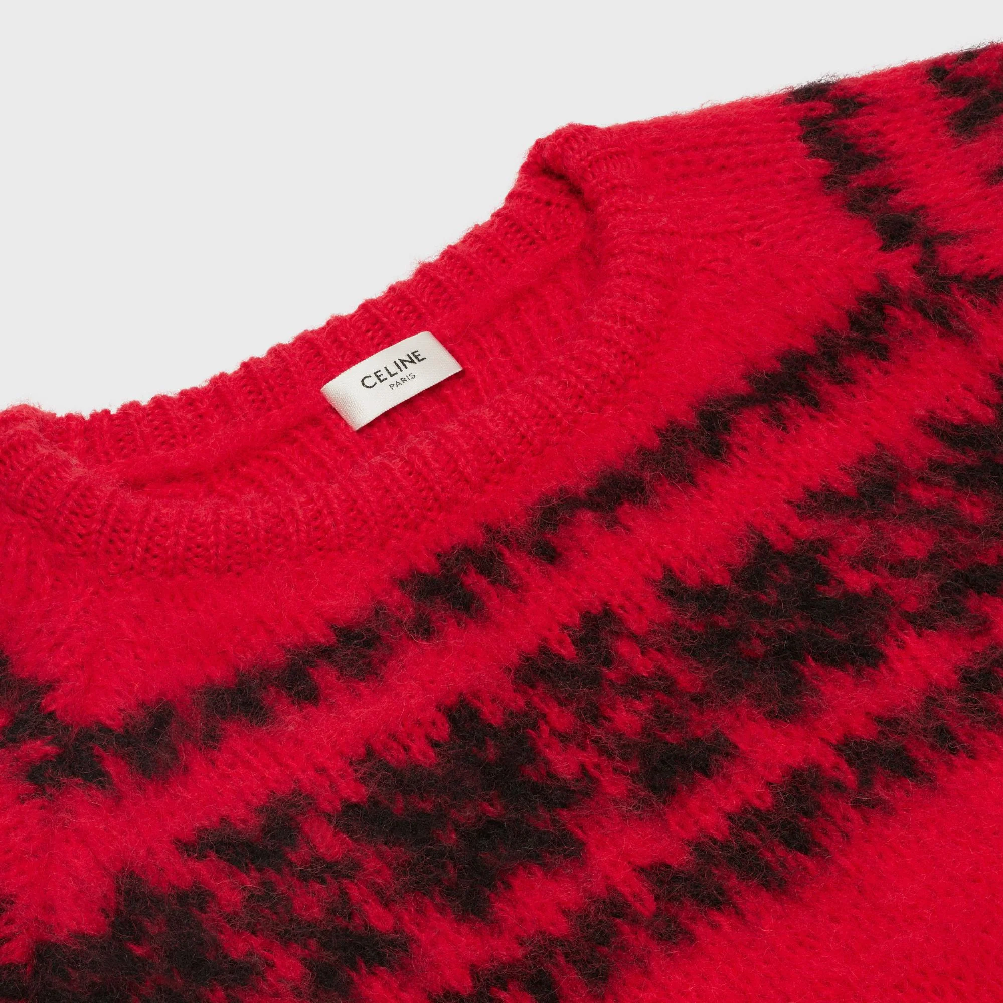 Boxy Round Neck Sweater - Red/Black - Image 3
