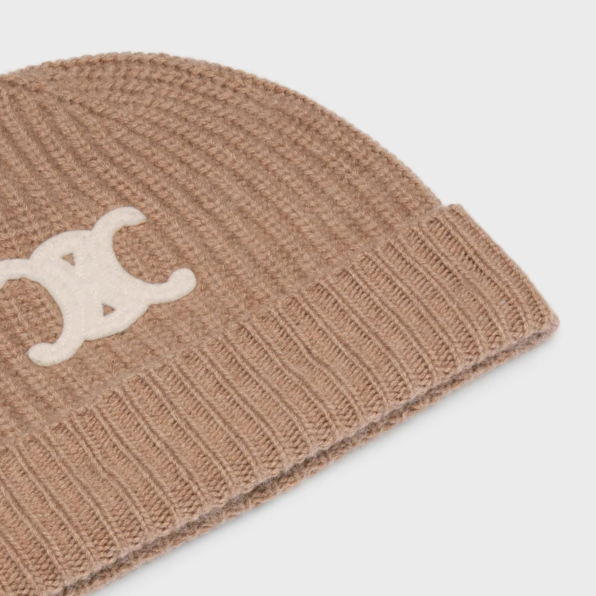 Triomphe Embroidered Beanie - Camel - Image 3