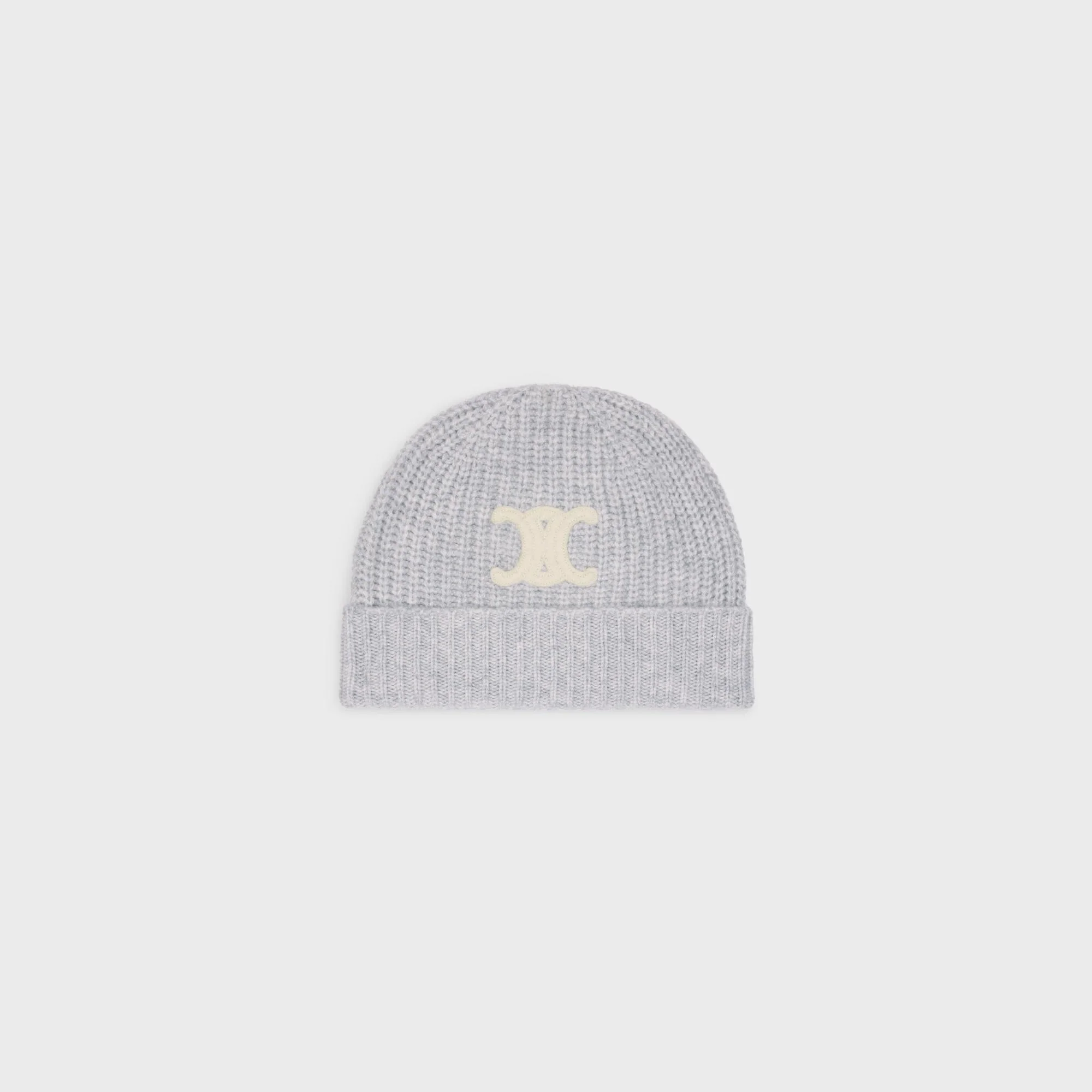Triomphe Embroidered Beanie - Light Grey - Image 4