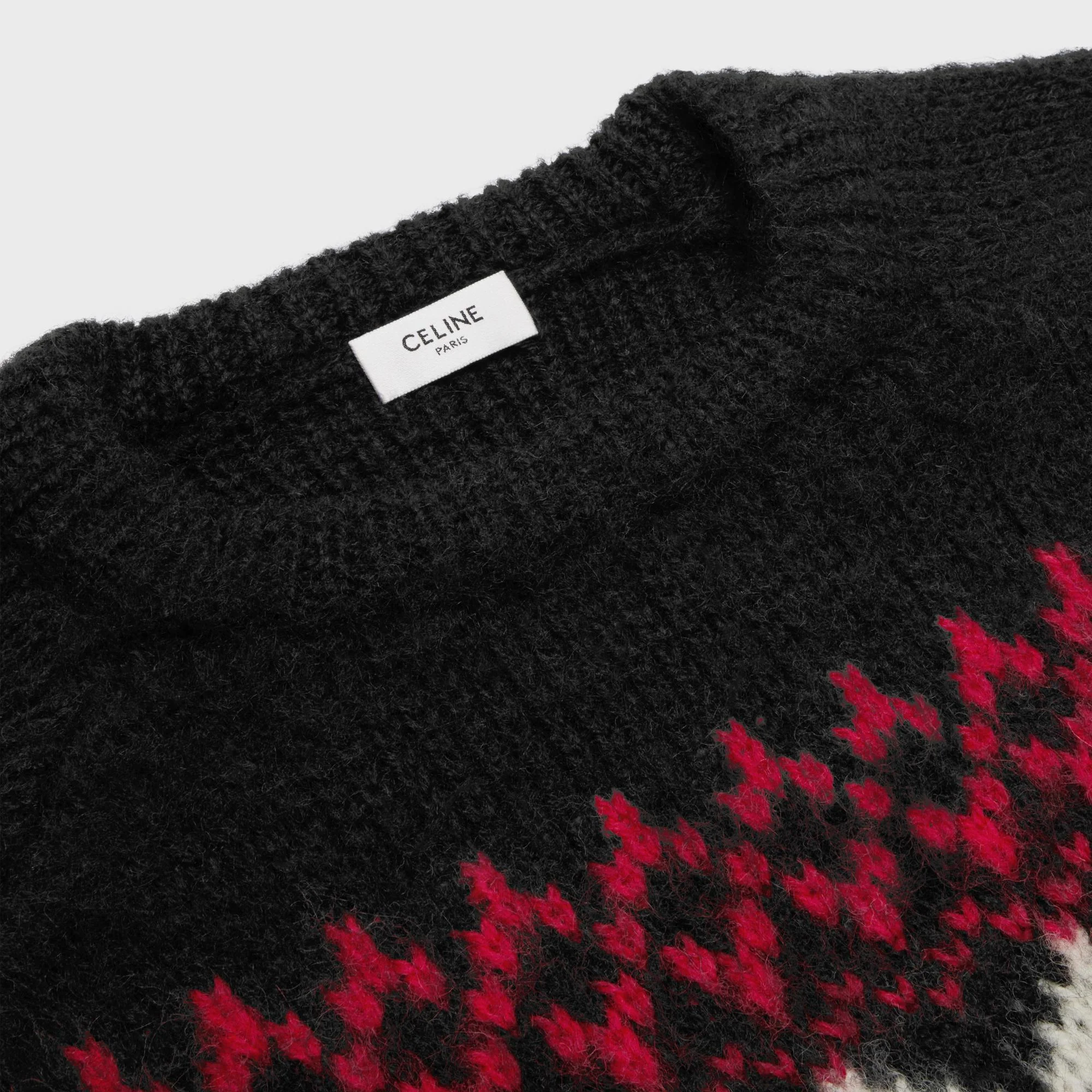 Celine Boxy Round Neck Sweater - Black/Red/Off White - Image 3