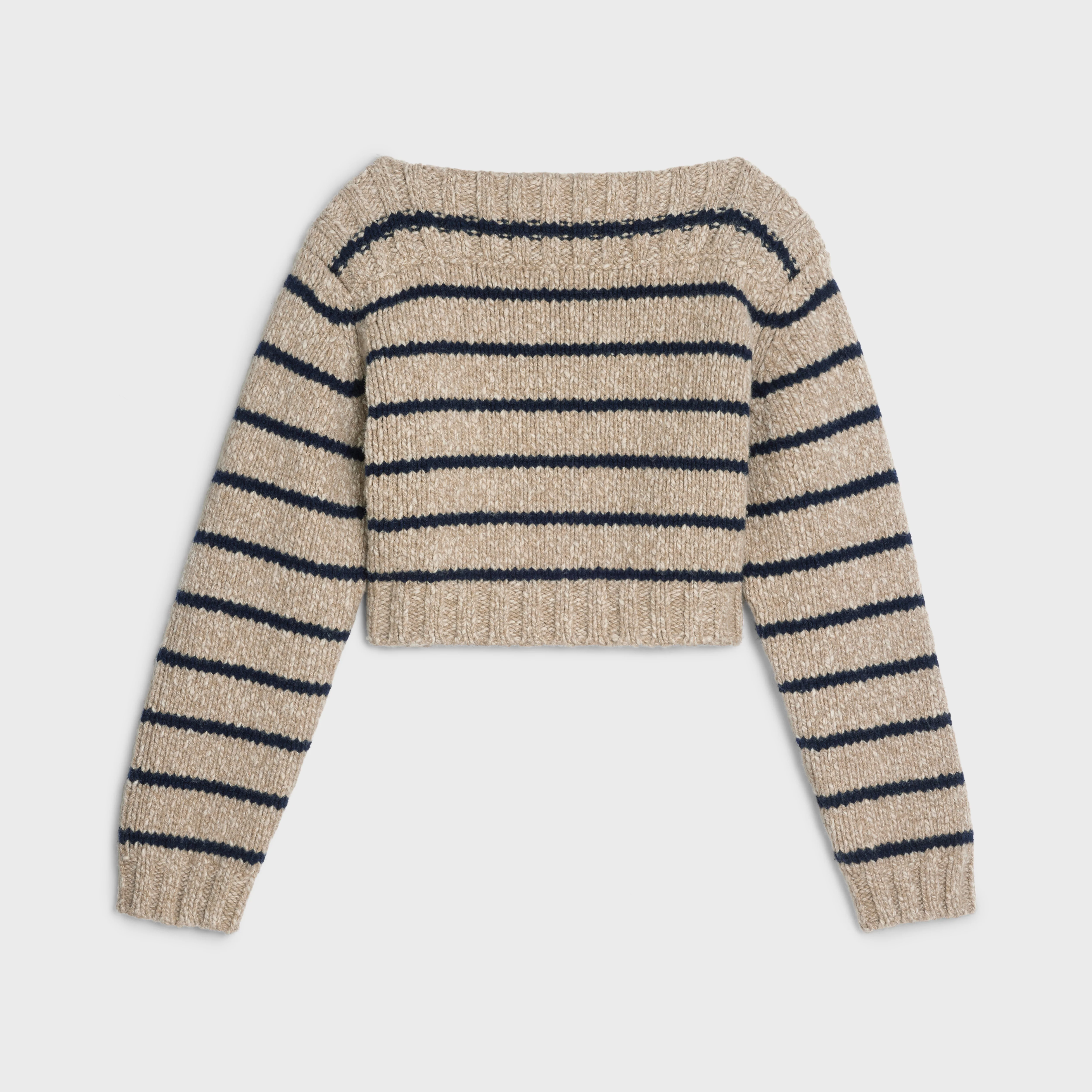 Boat Neck Sweater - Taupe/Navy - Image 2