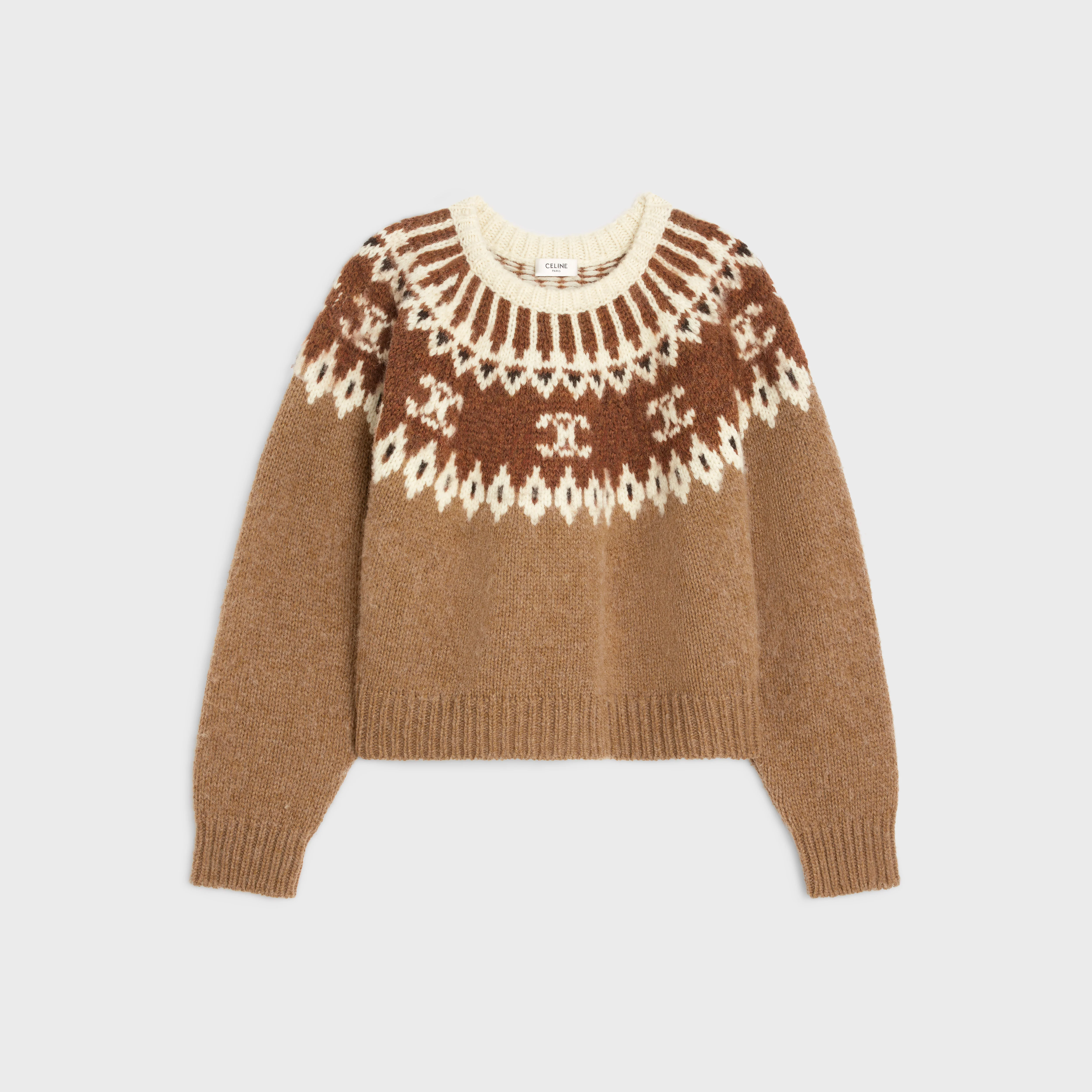 Cropped Round Neck Sweater - Camel