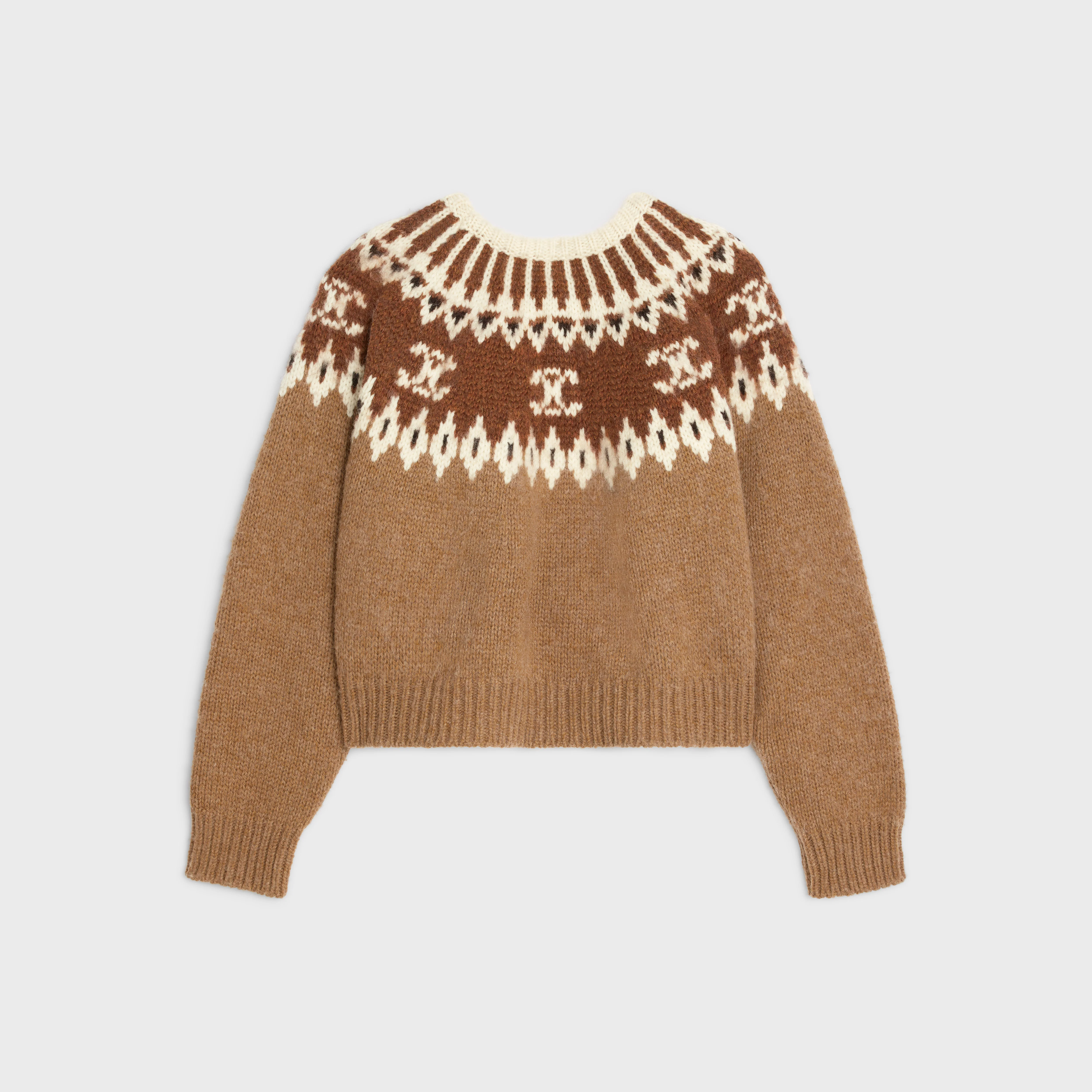 Cropped Round Neck Sweater - Camel - Image 2