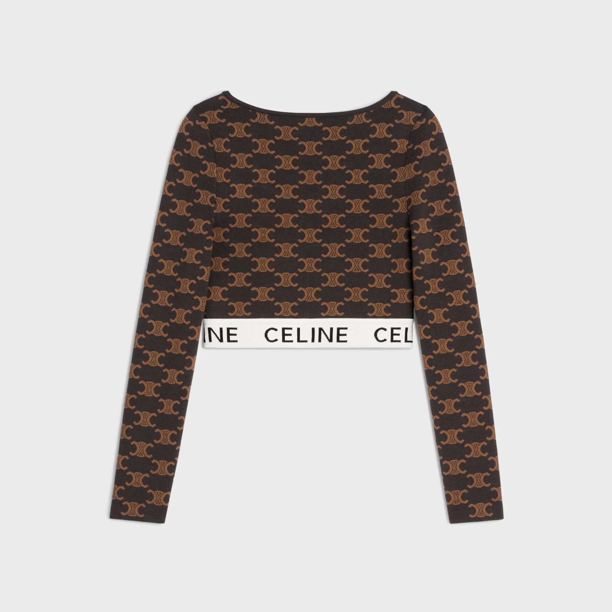 Long Sleeved Cropped Top - Brown - Image 2