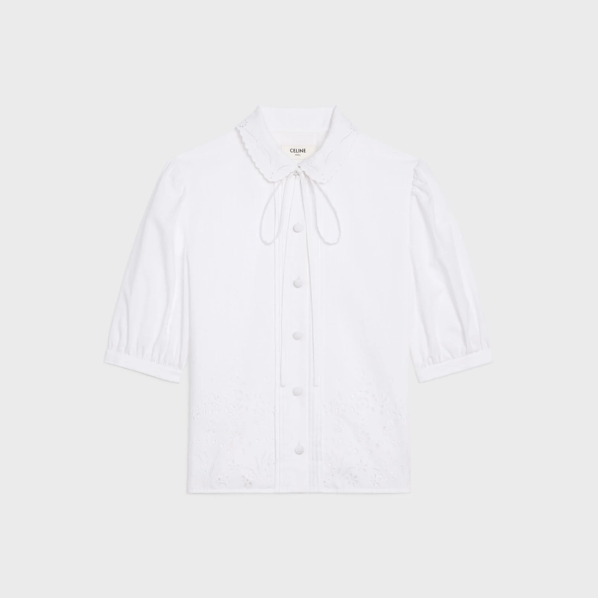 Ang Embroidered Balloon Sleeve Blouse - White