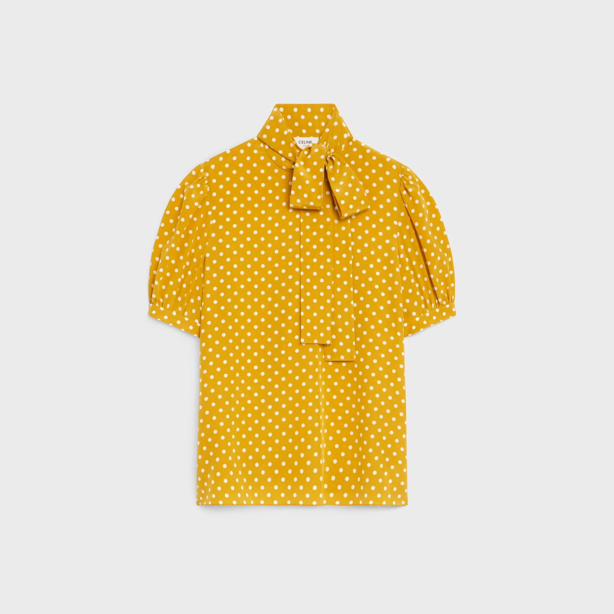 Ribbed Lavalliere Blouse - Sunflower/Chalk