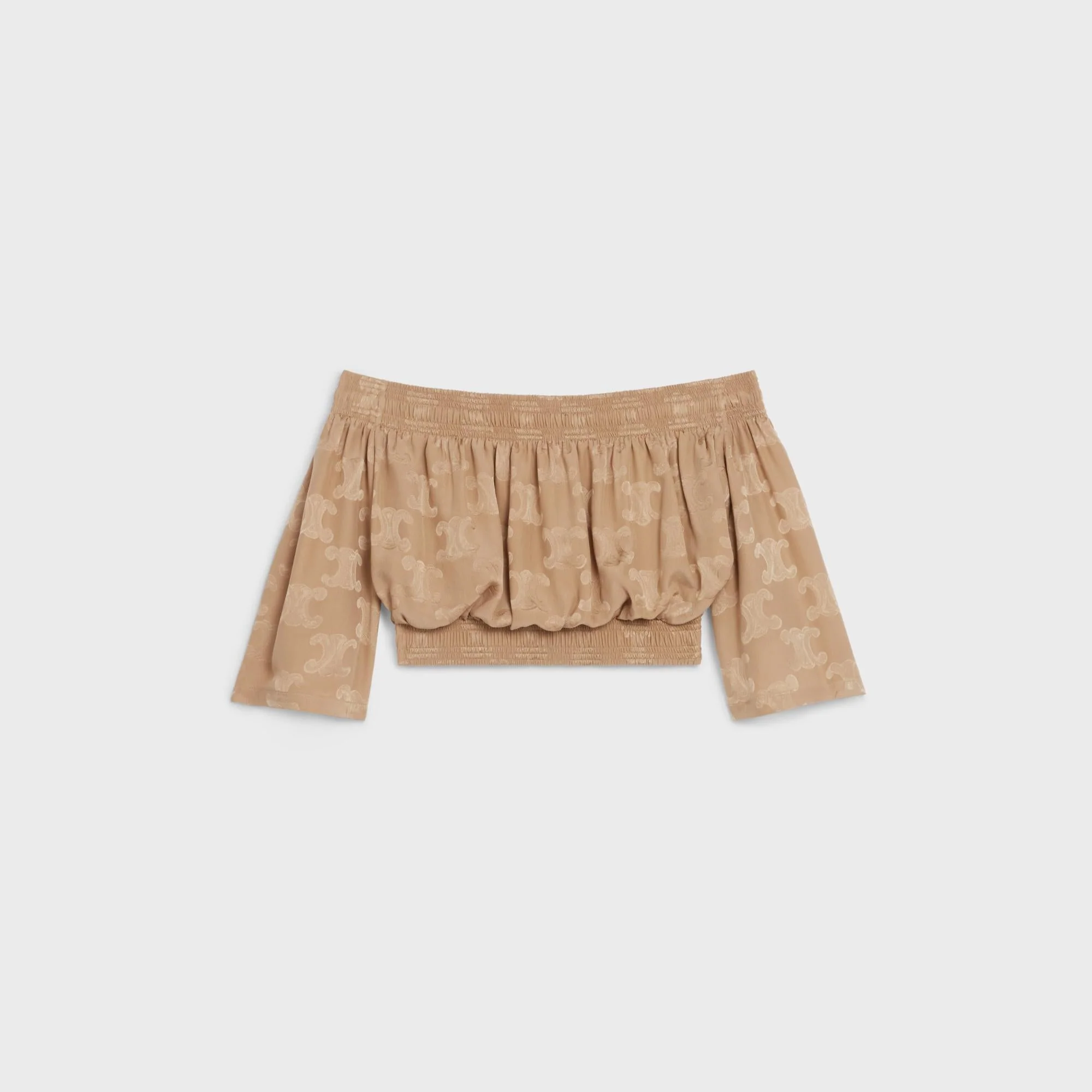 Cropped Off Shoulder Blouse - Golden Brown - Image 2