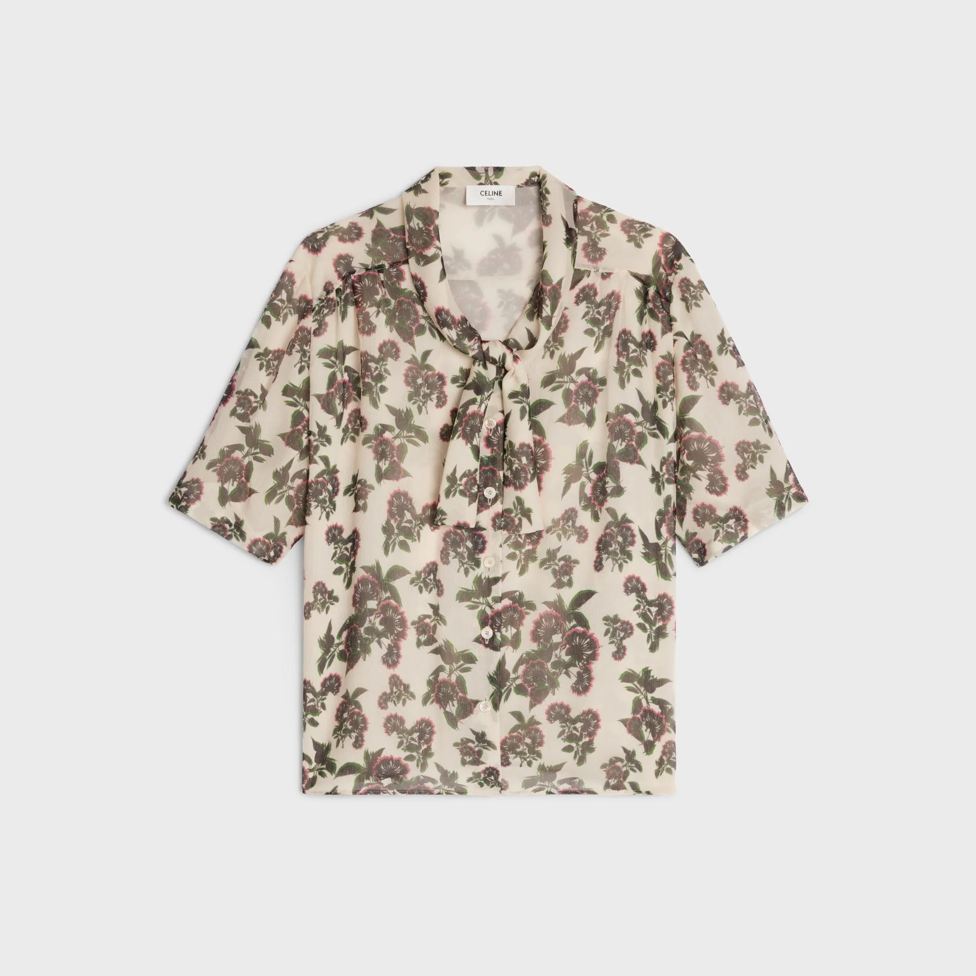 Low Lavalliere Blouse - Chalk/Black/Fuchsia