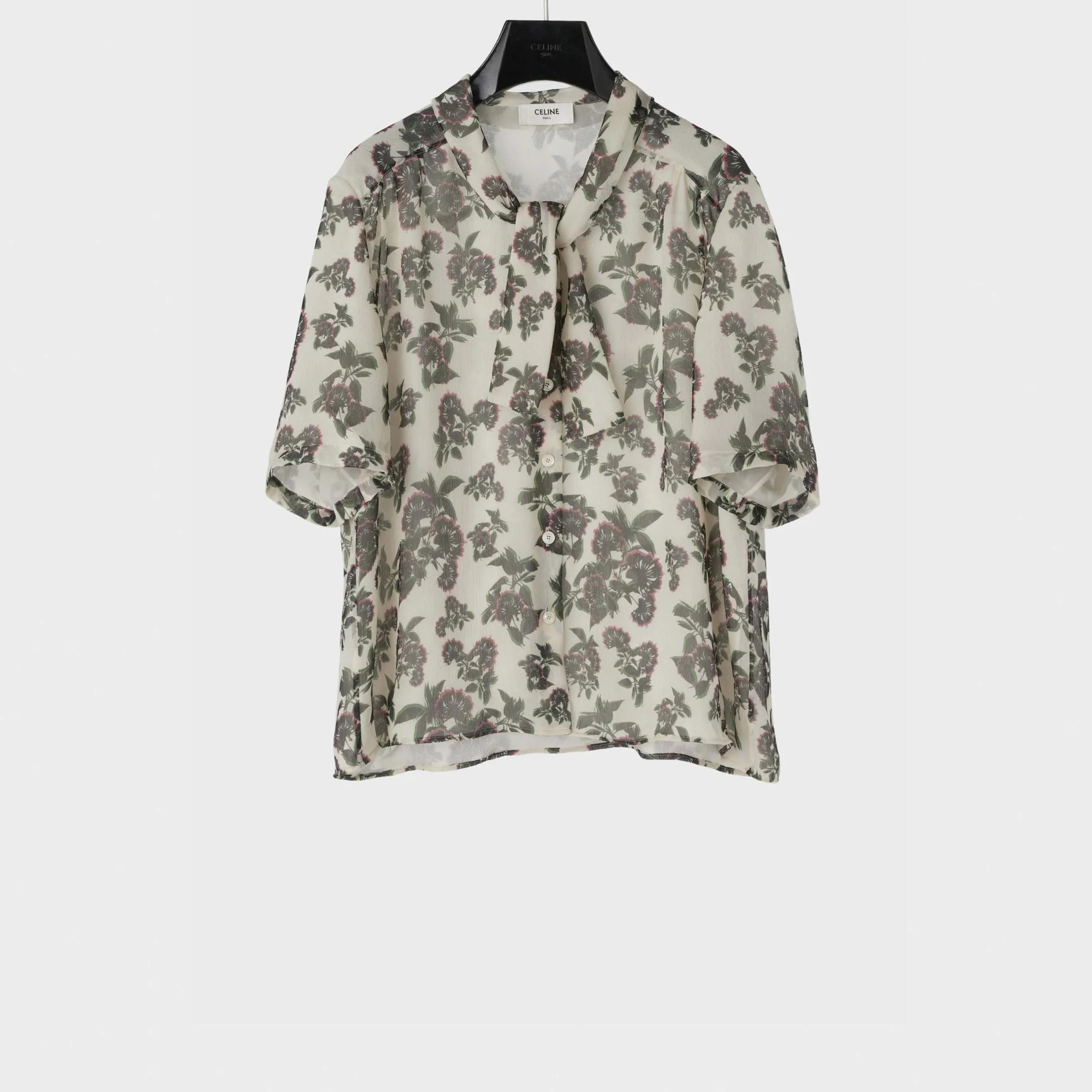 Low Lavalliere Blouse - Chalk/Black/Fuchsia - Image 2