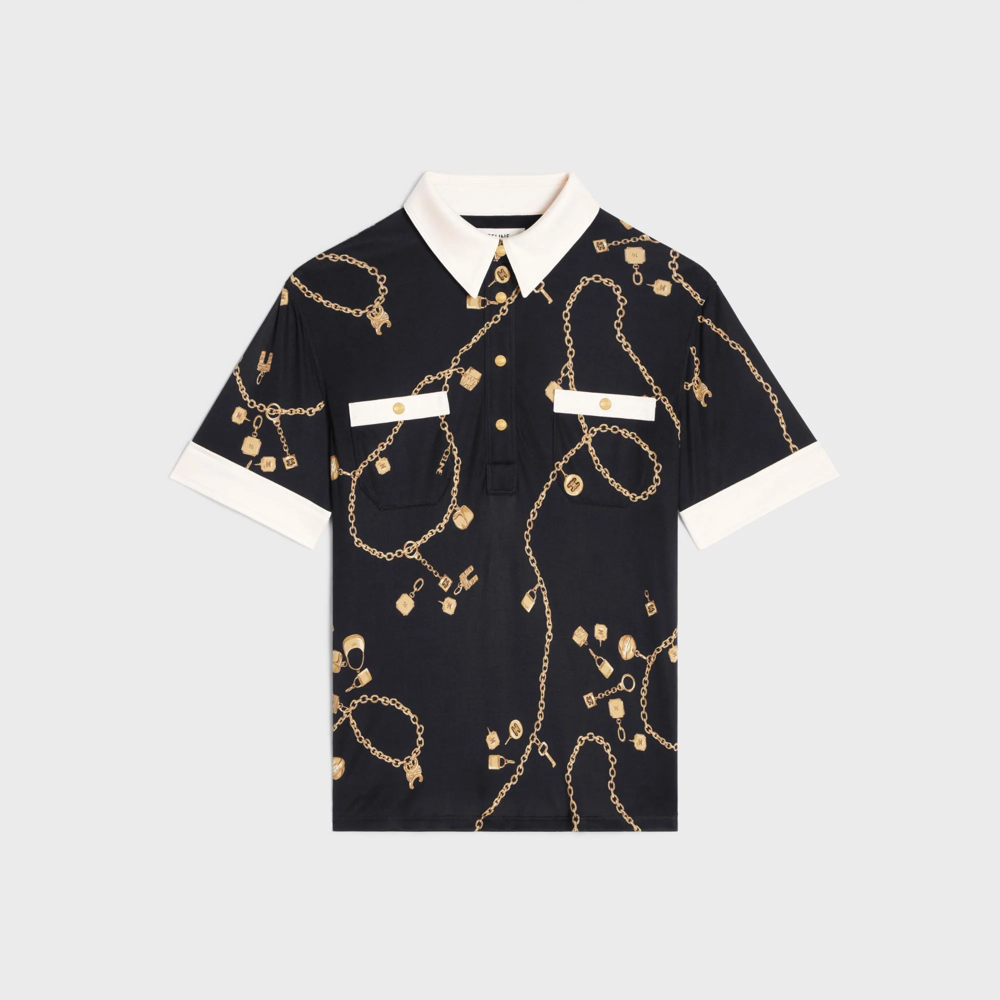Polo Blouse - Black/Brass