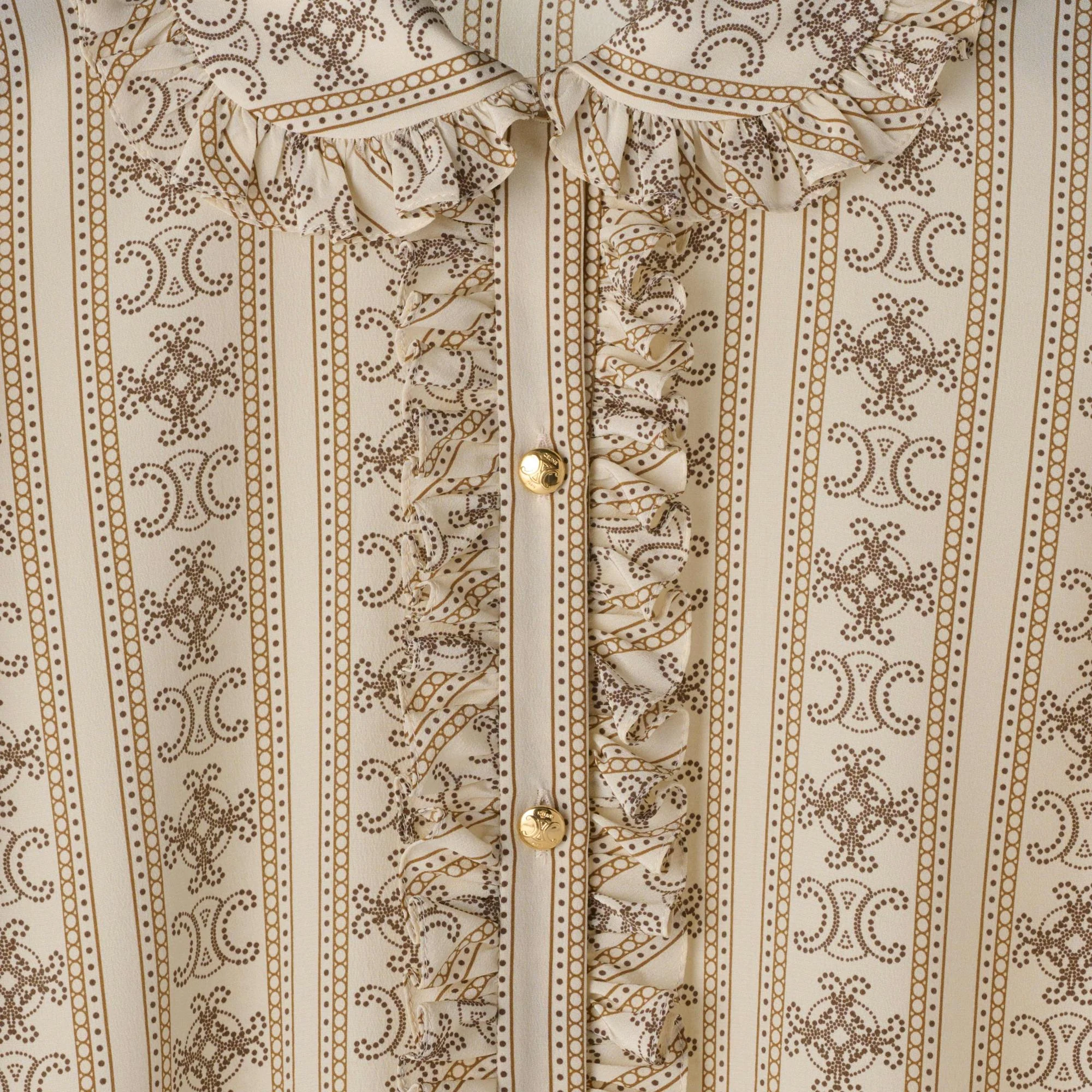 Blouse Col Claudine Frill - Ivoire/Toffee/Marron Glace - Image 8