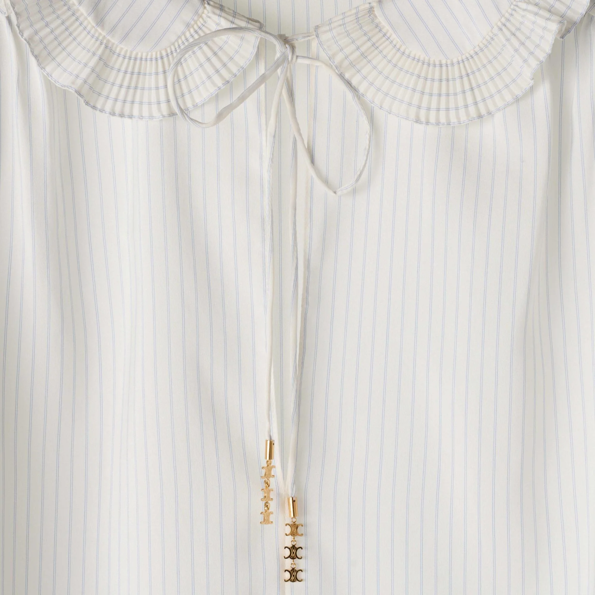Blouse Col Claudine Frill - Craie/Bleu - Image 5