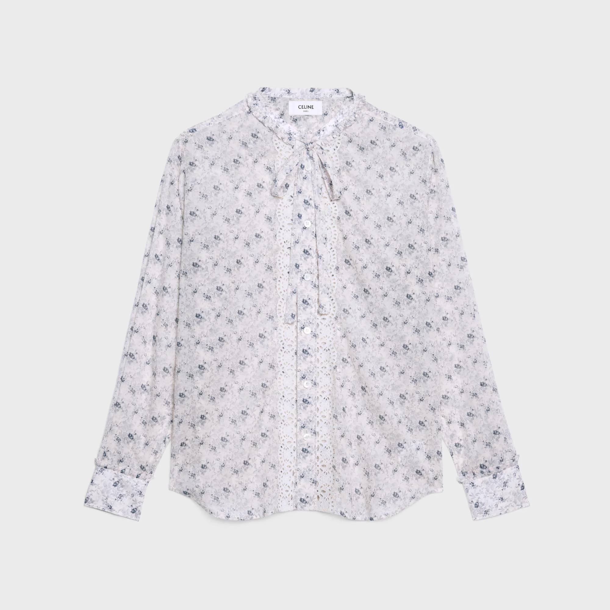 Lo Embroidered Plastron Shirt - Chalk/Black/Grey