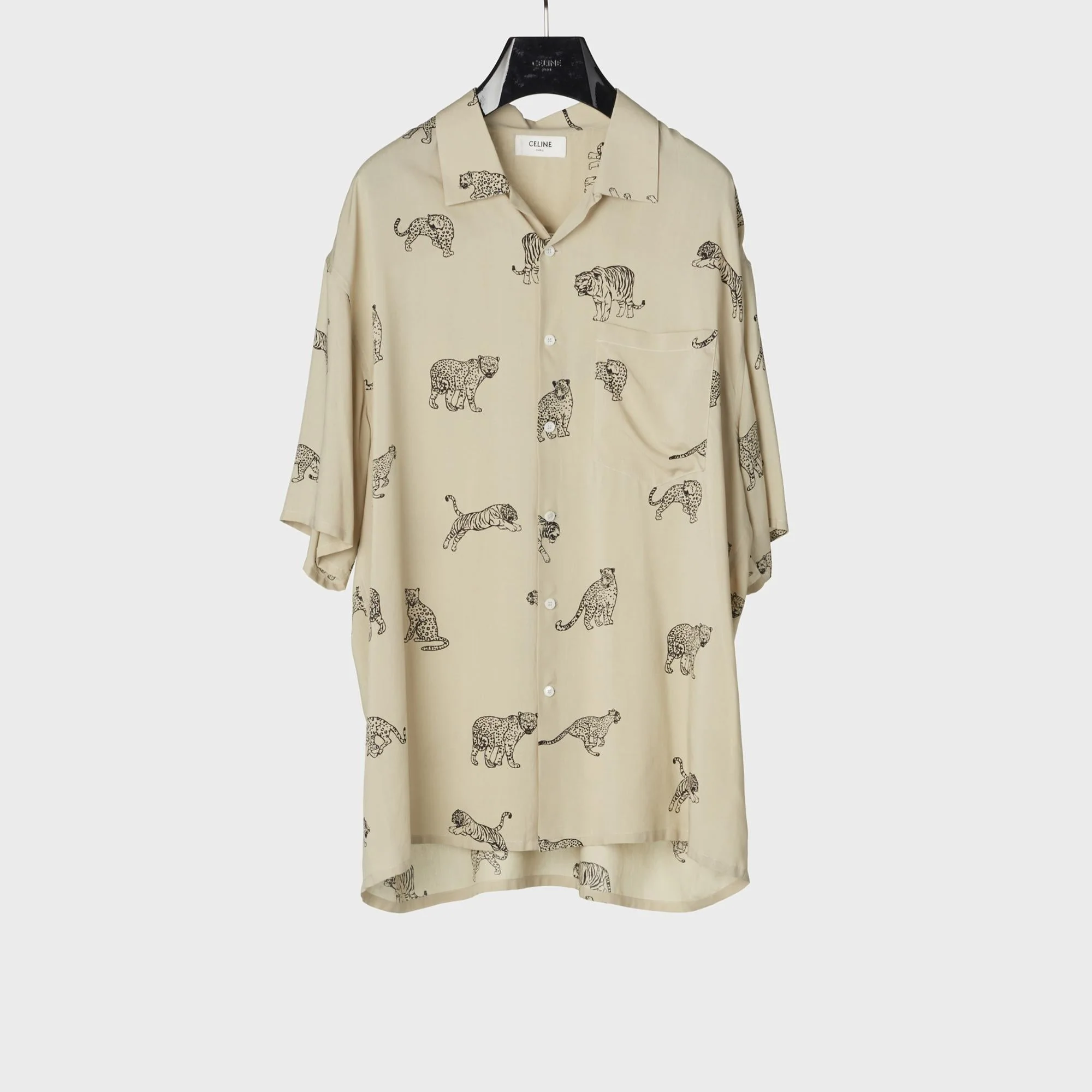 Oversized Hawaii Shirt - Light Beige/Black