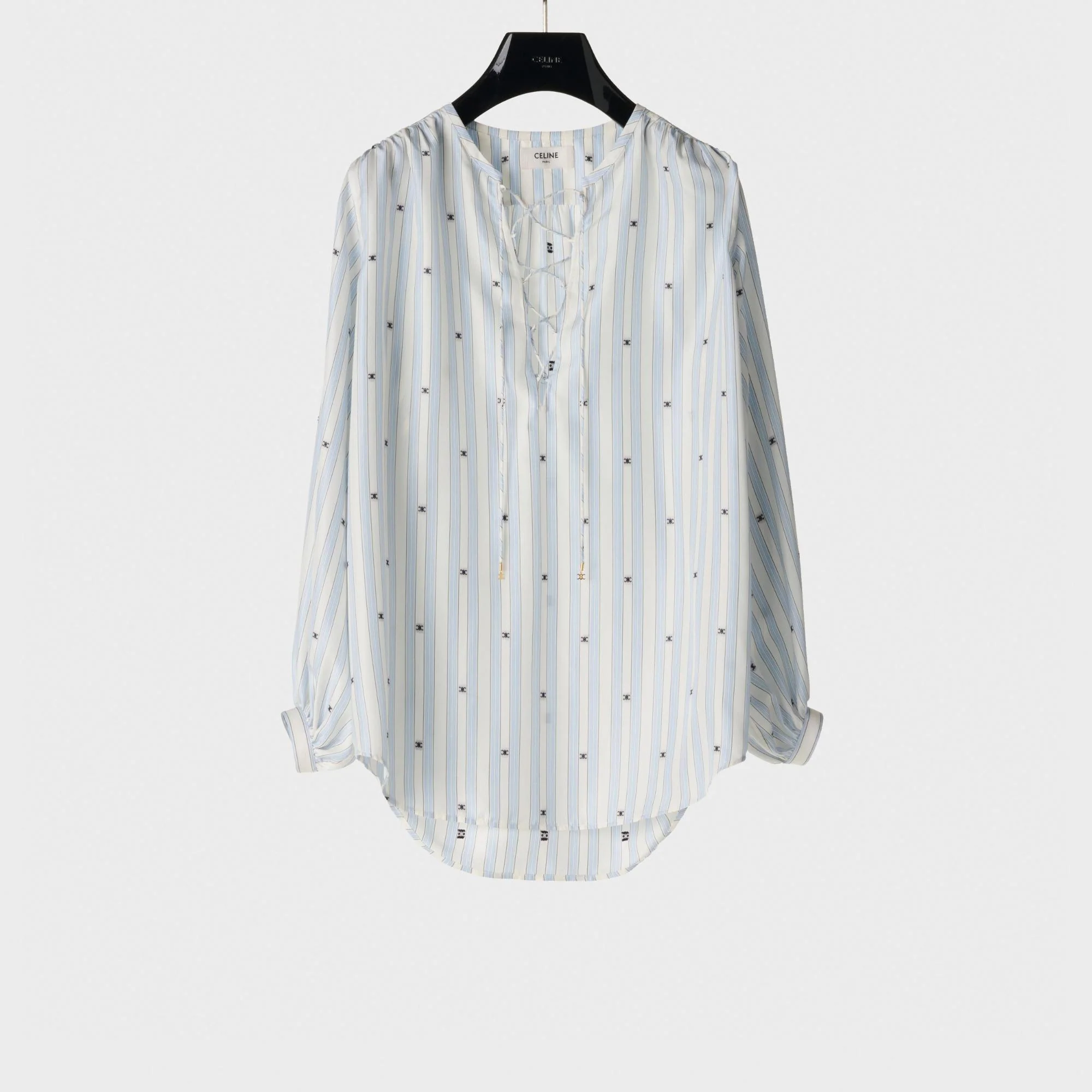 Blouse Romy Col Lacet - Craie/Ciel/Navy