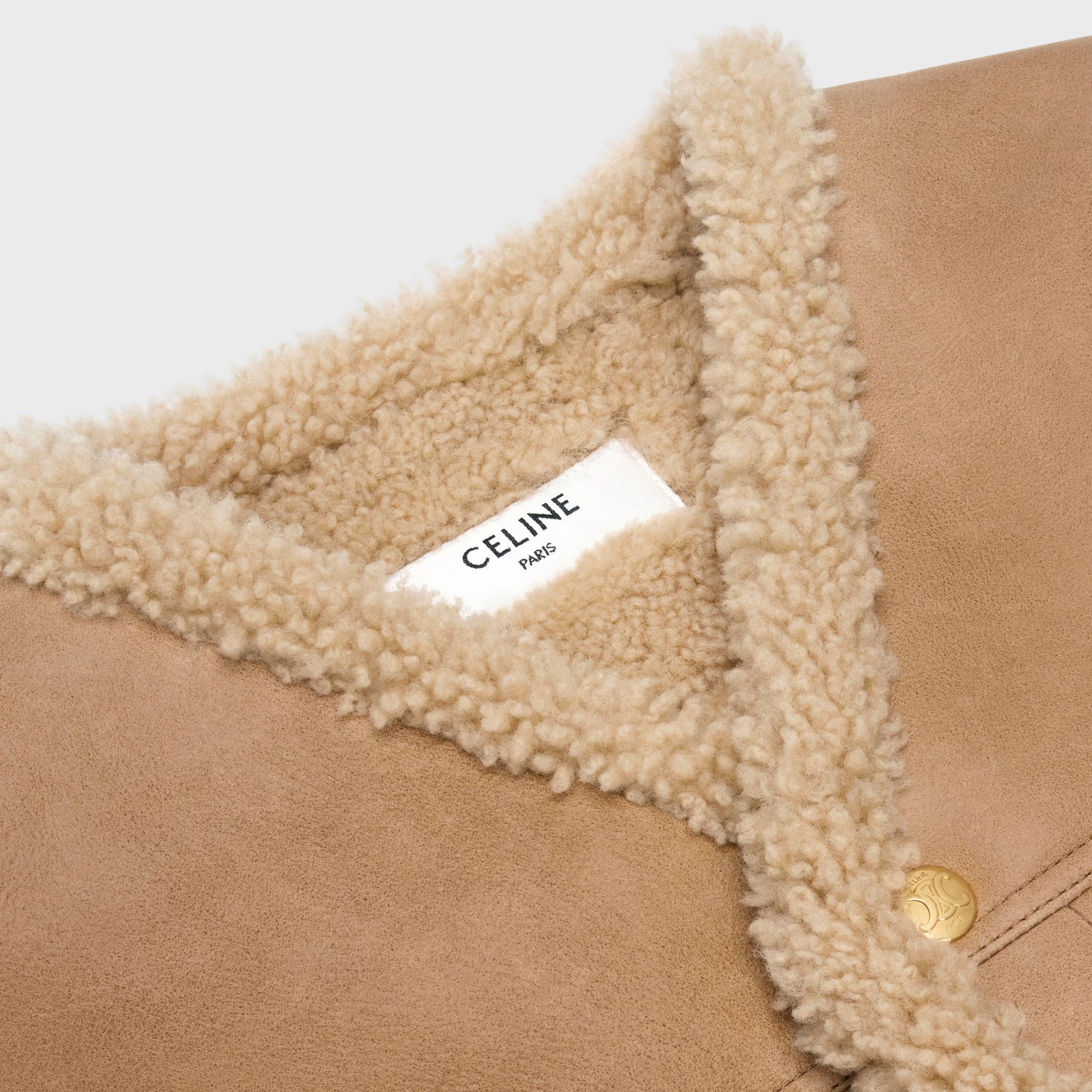 V-Neck Trucker Jacket - Cognac/Cream - Image 3