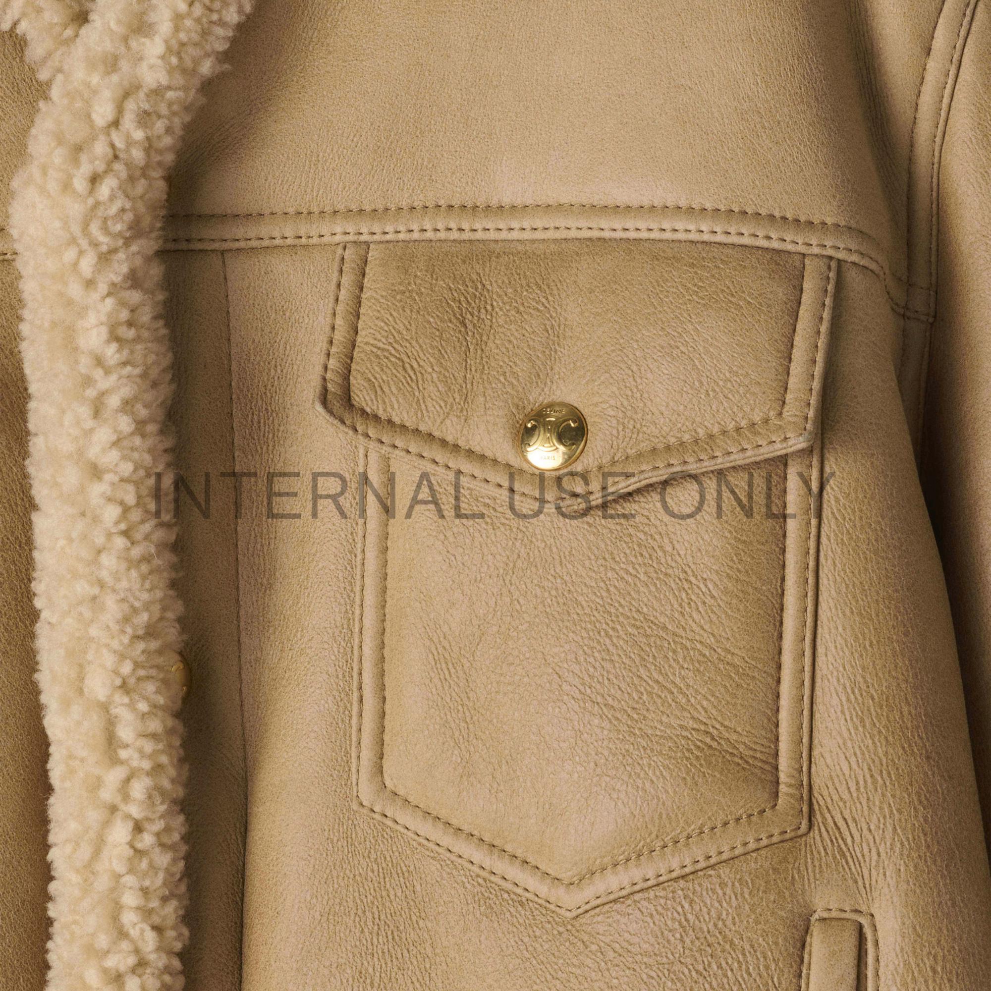 V-Neck Trucker Jacket - Cognac/Cream - Image 4
