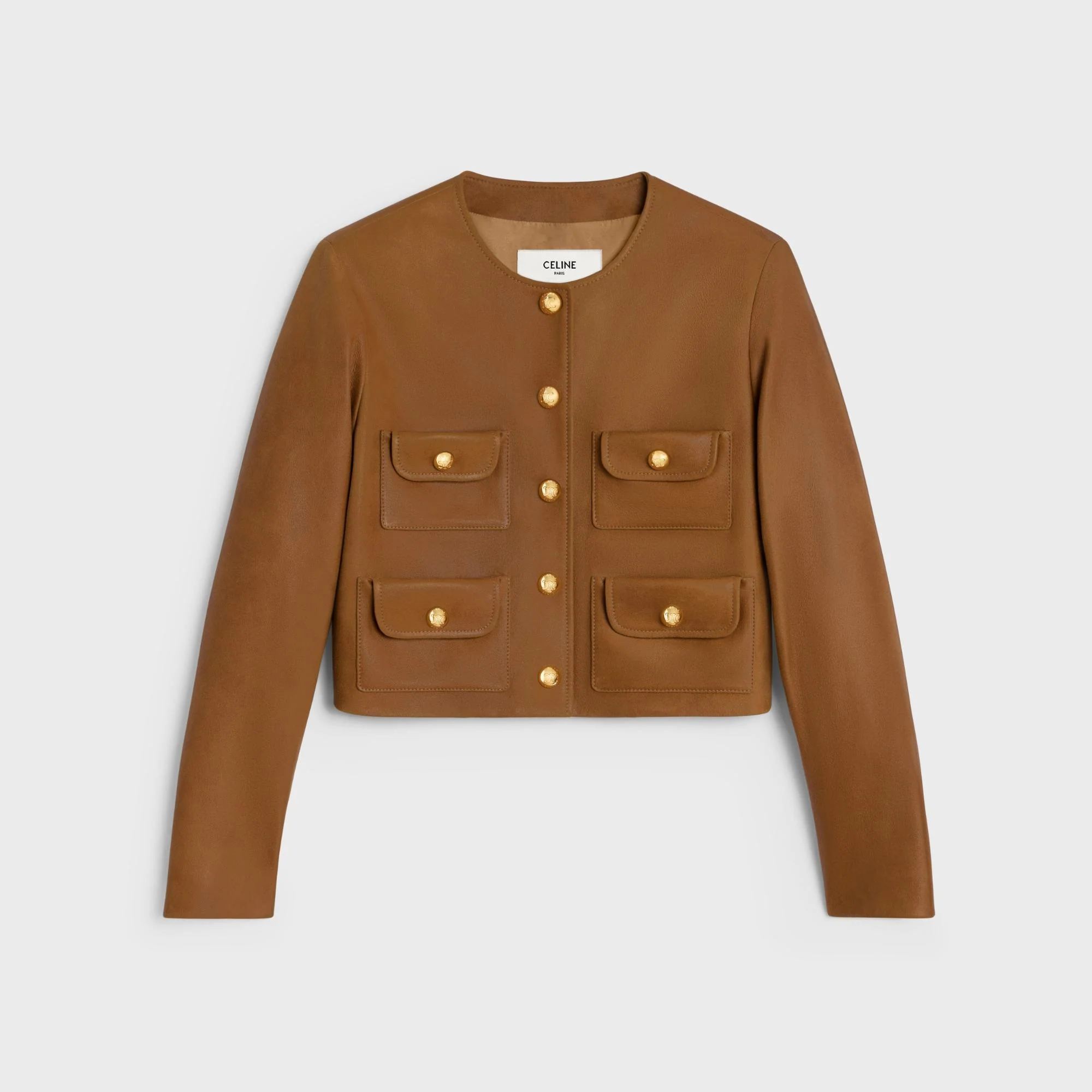 Veste Col Pur 4 Poches - Cognac