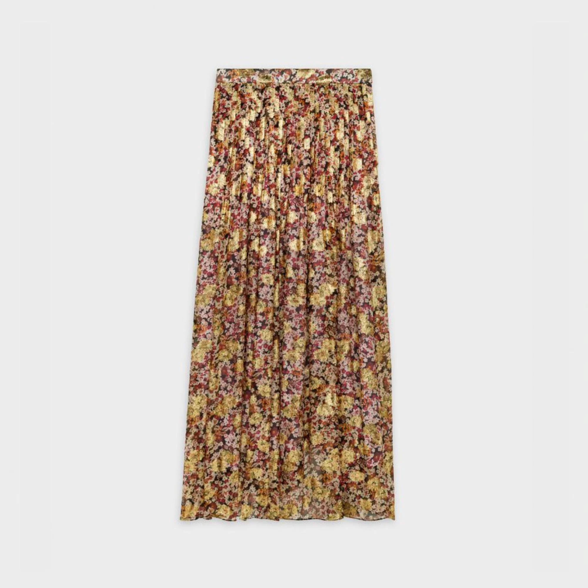 Long Fluid Skirt - Black/Bordeaux/Off White