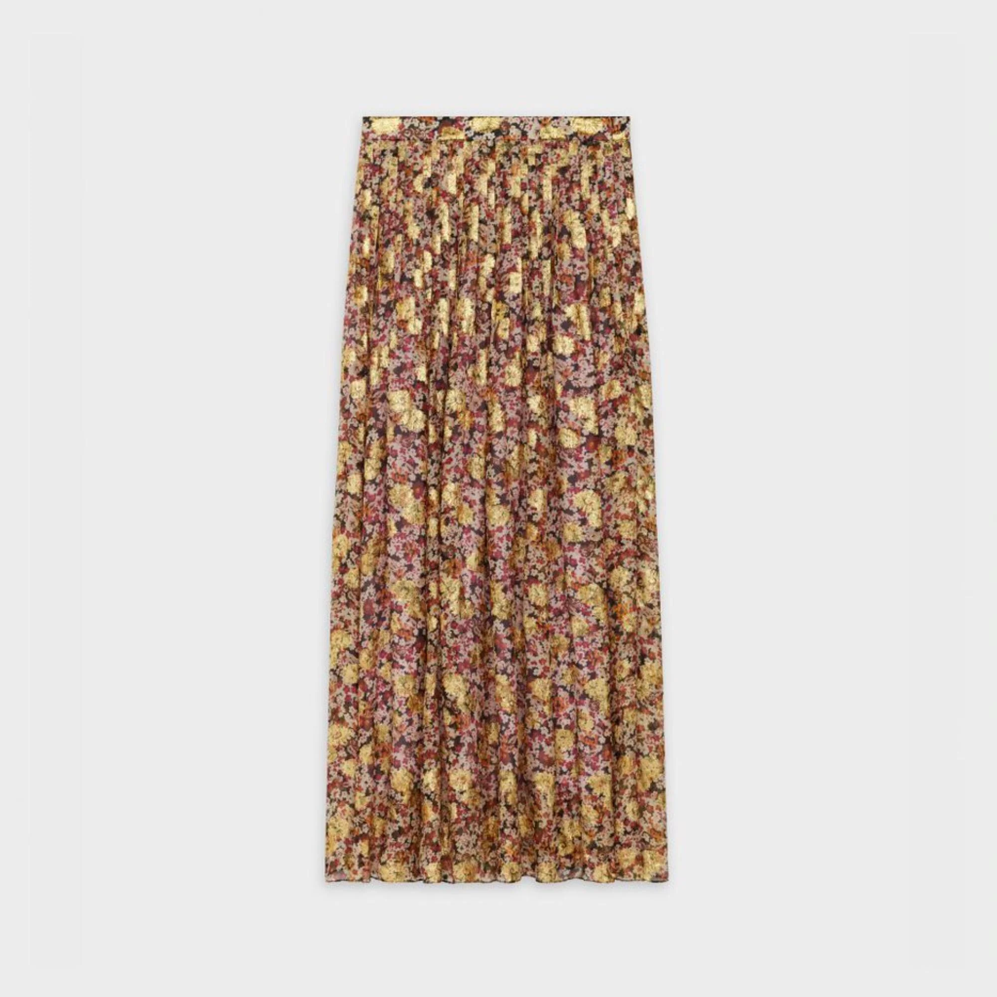 Long Fluid Skirt - Black/Bordeaux/Off White - Image 2