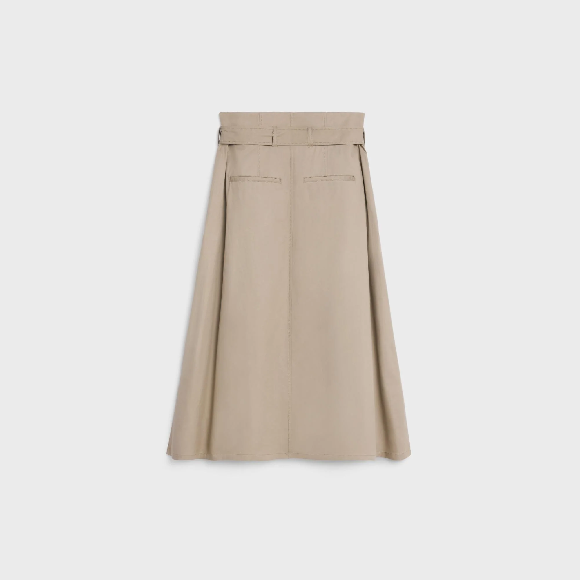 High Waist Belted Skirt - Beige - Image 2