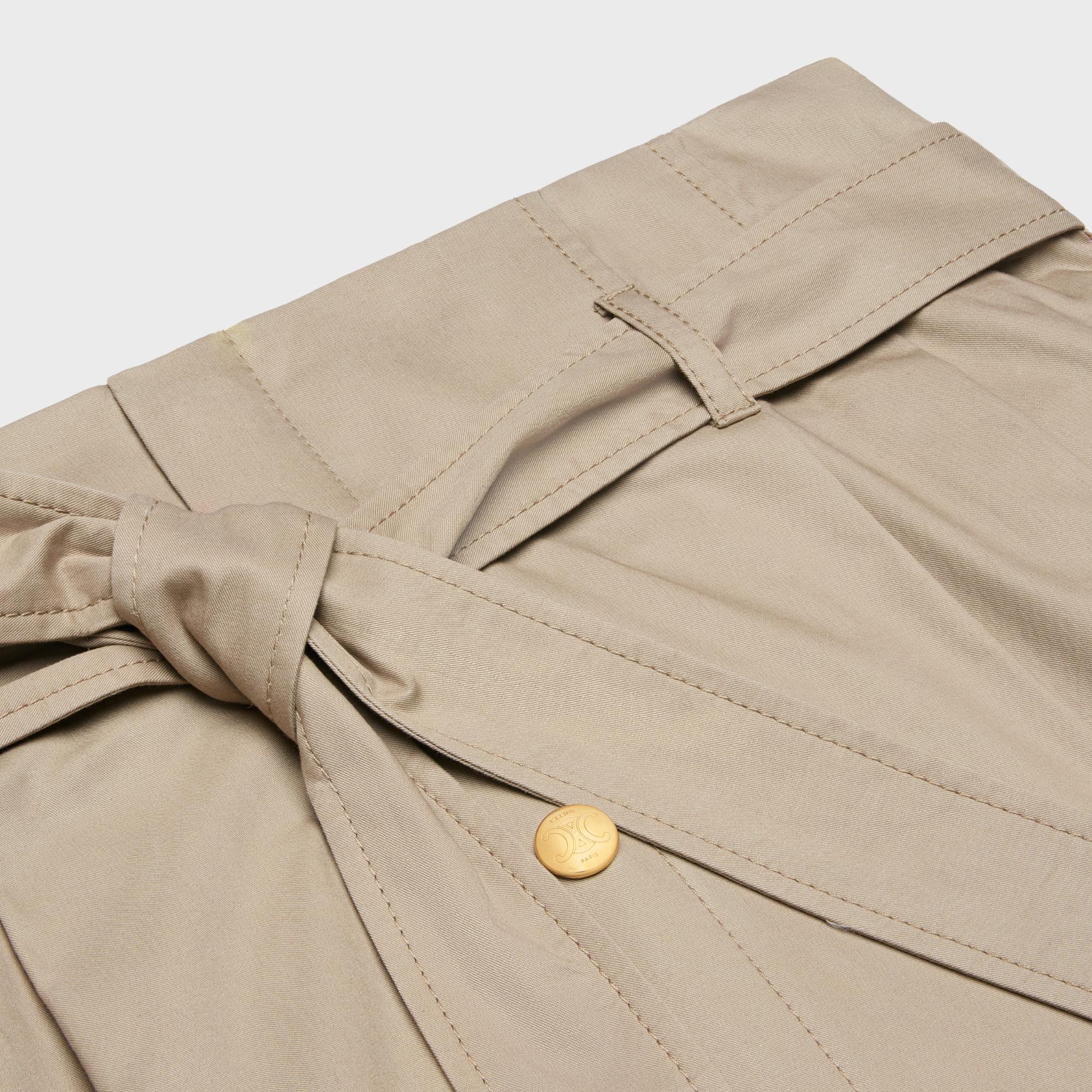 High Waist Belted Skirt - Beige - Image 3
