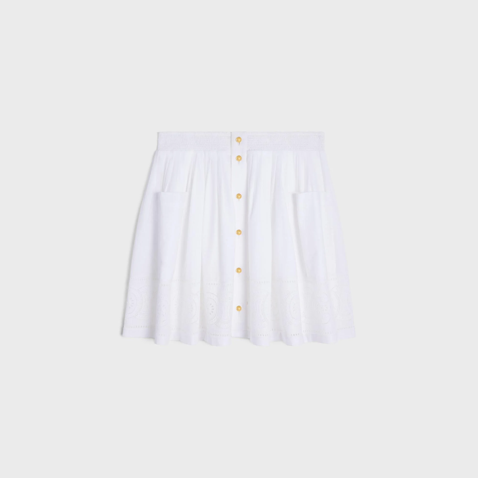 Embroidered Smock Skirt - White