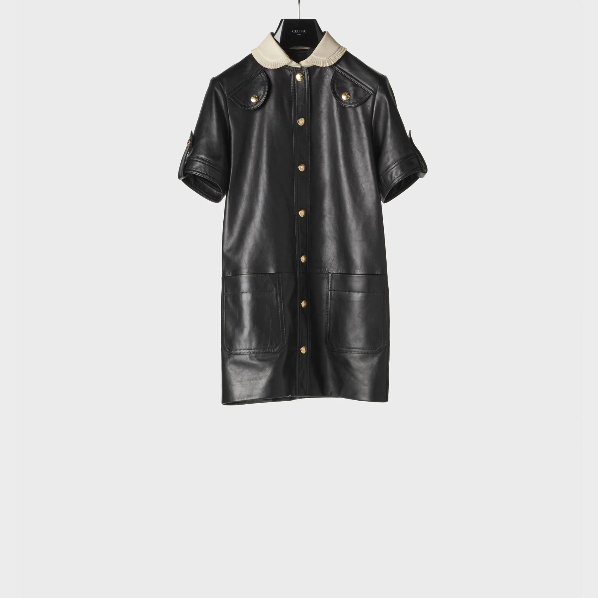 Mini Dress With Pleated Collar - Black - Image 2