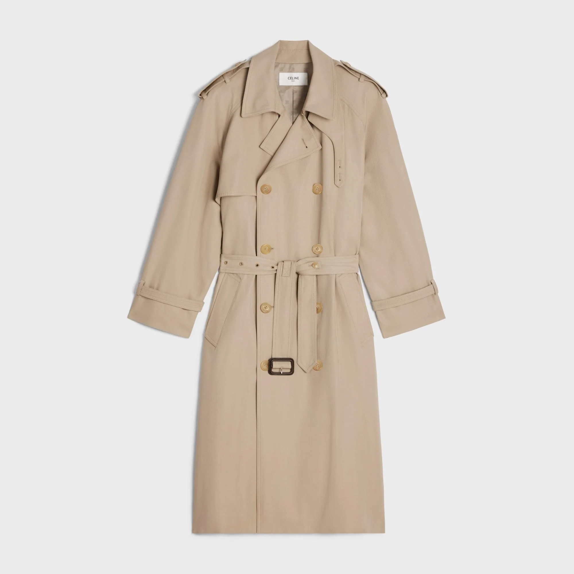 Military Tomboy Trench Coat - Off White/Deep Red