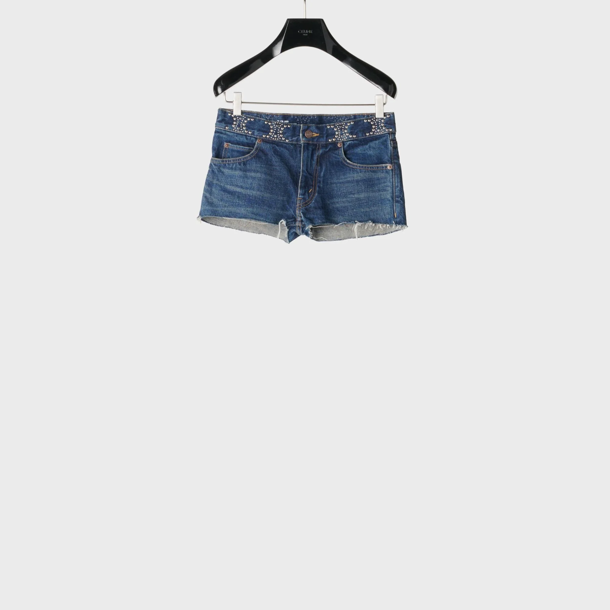 Triomphe Studs Mini Shorts - Clean Dark Union Wash